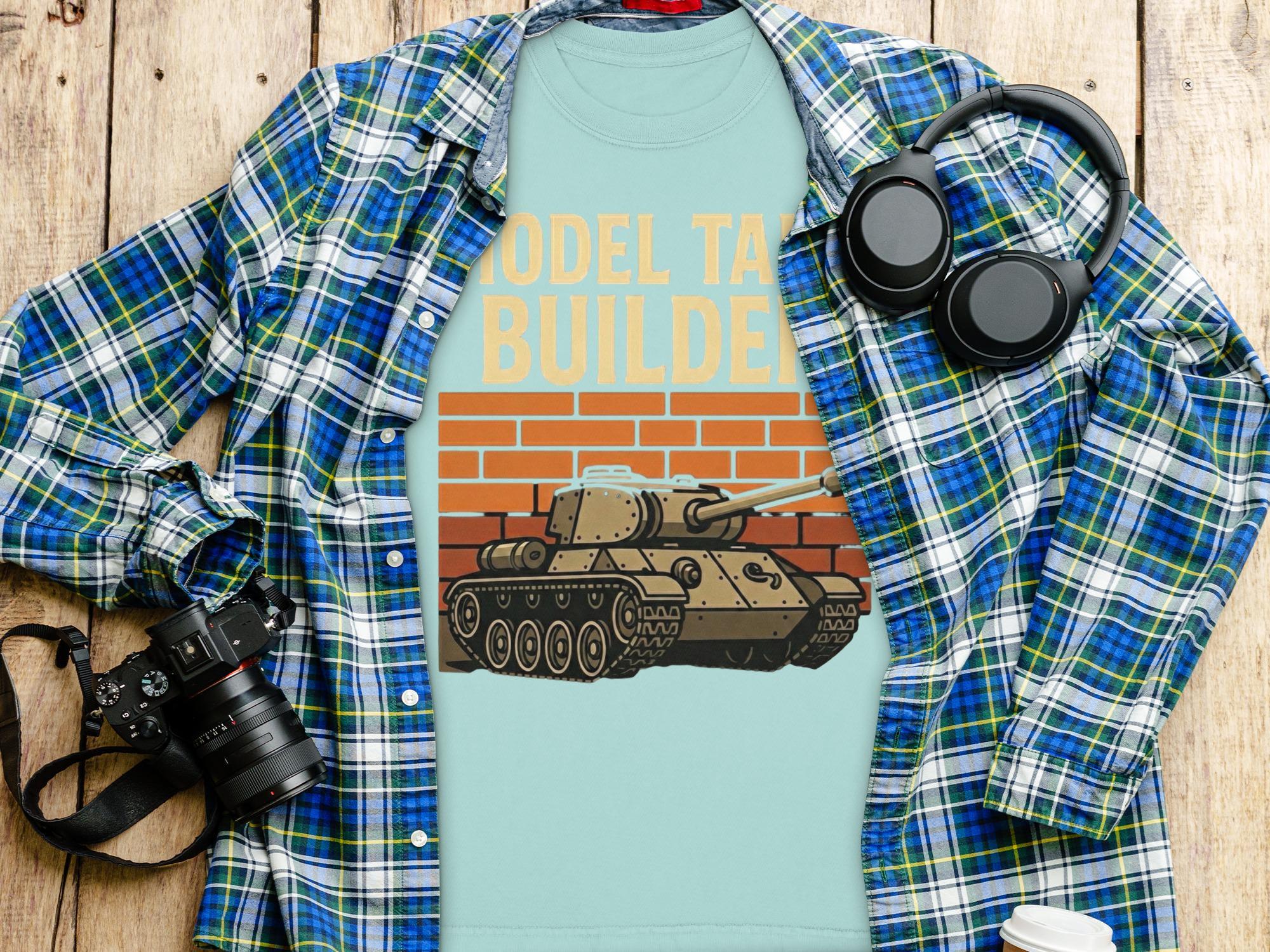 Model Tank Builder Shirt, Funny Army Tank Top, Military Enthusiast Gift, Vintage Tank Print Tee, War History Buff Present
