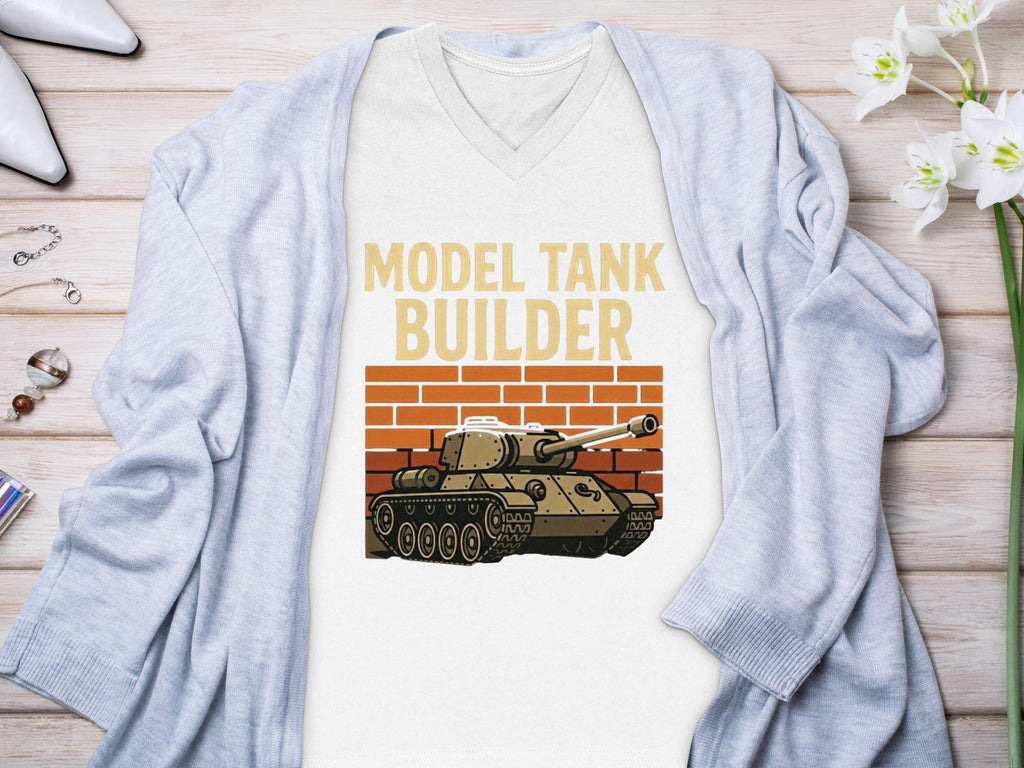 Model Tank Builder graphic print, unique tank lover gift, hobby enthusiast tee, vintage tank art shirt, model maker apparel