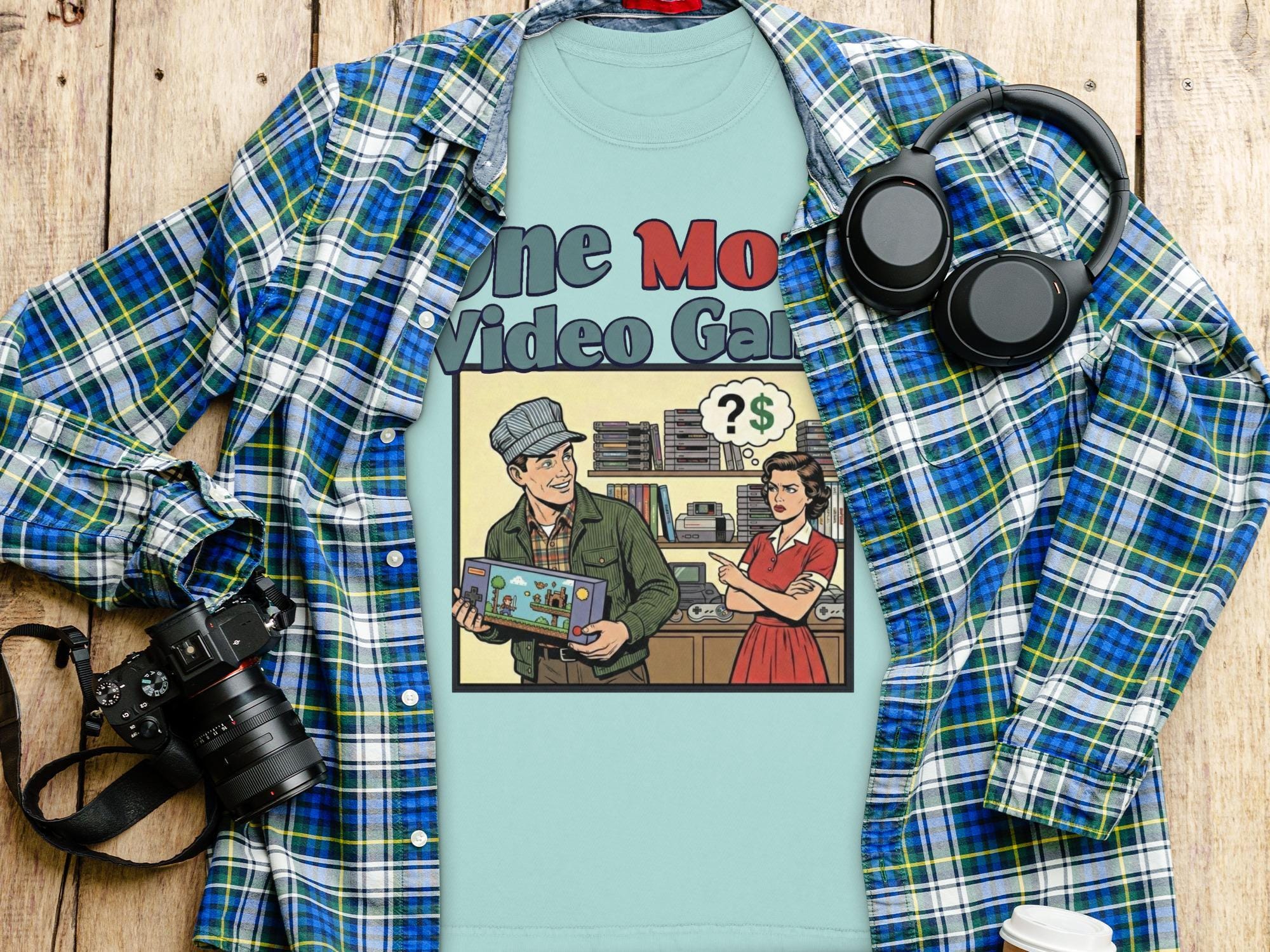 Retro Gamer T-Shirt, Funny Video Game Tee, Gaming Lover Gift, Gamer Humor Shirt, One More Video Game Tee, Comic Style Clothing
