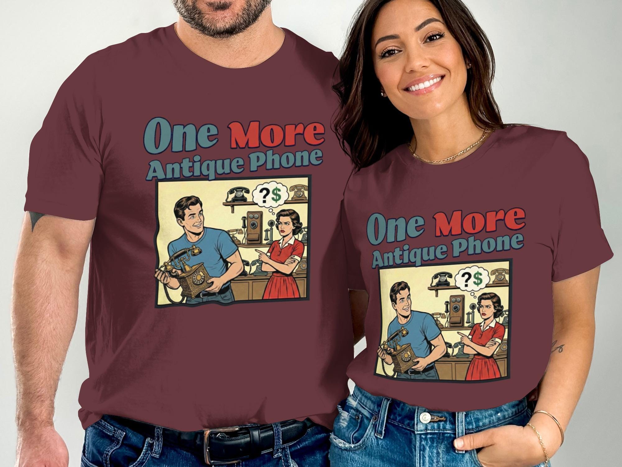 One More Antique Phone T-Shirt, Graphic Retro Tee, Vintage Style Couple Shirt, Funny Collectors Gift Top, Unique Design Shirt, Unisex