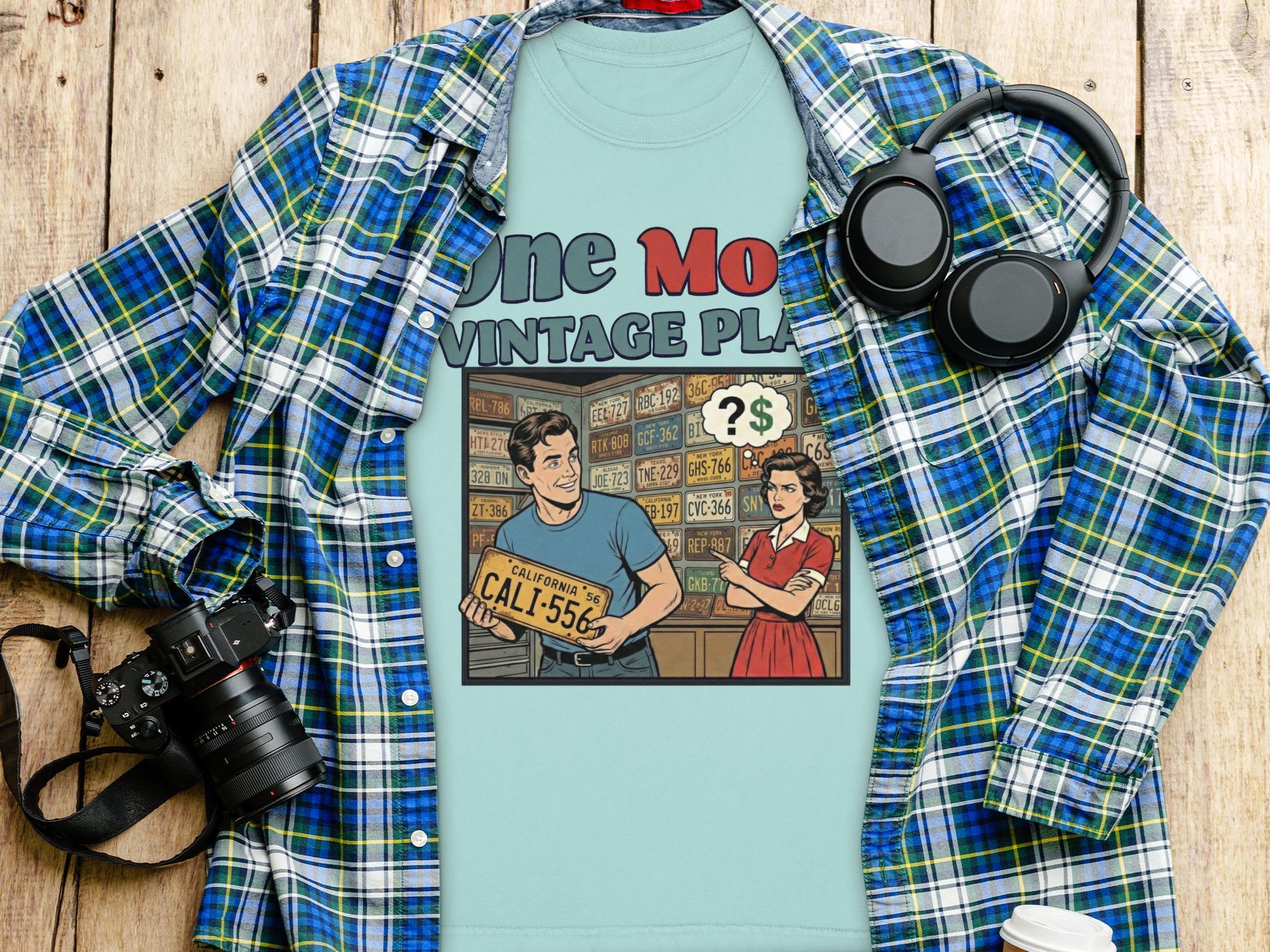 Vintage style graphic shirt, California theme design, men's retro tee, classic license plate artwork, unique collectible gift idea
