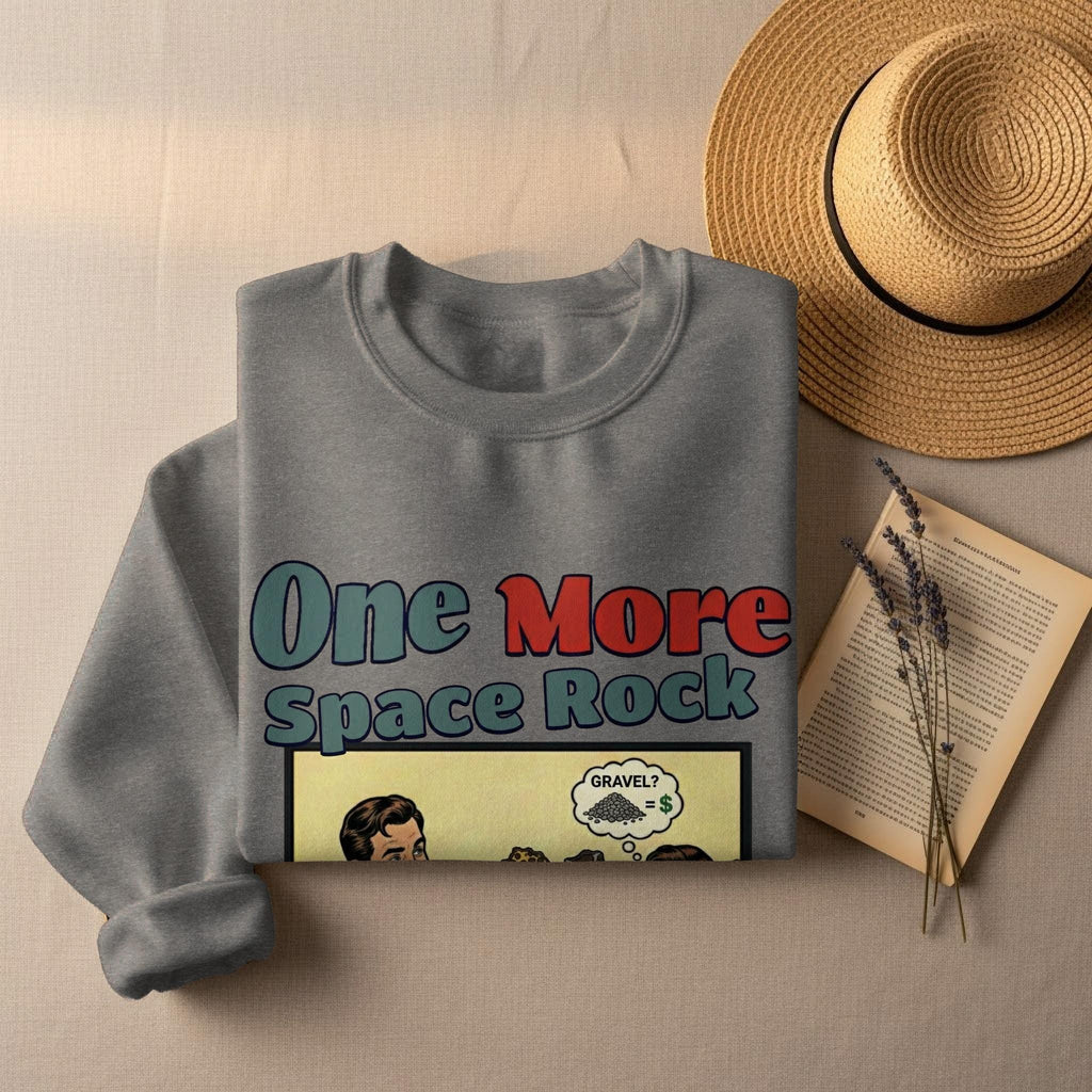 Graphic Novel Sweatshirt, One More Space Rock, Cozy and Stylish Pullover, Unisex Casual Wear, Trendy Gift Idea, Vintage Comic Art