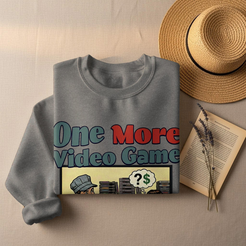 Retro Gamer Sweatshirt, One More Video Game Design, Cozy Casual Gamer Gift, Unisex Geek Apparel, Video Game Lover Sweater