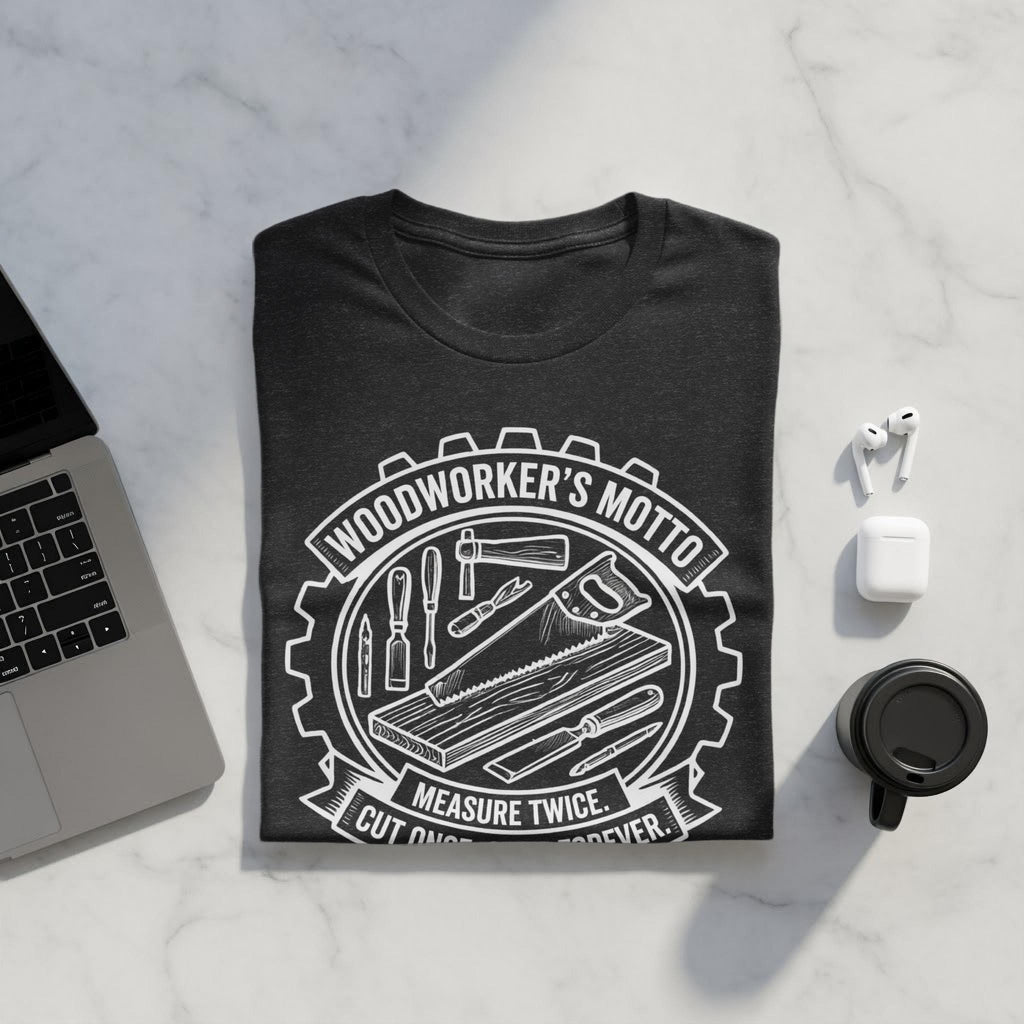 Woodworker's Motto T-Shirt, Carpenter Shirt, Measure Twice Cut Once Shirt, Woodworking Gift, Handyman T-Shirt