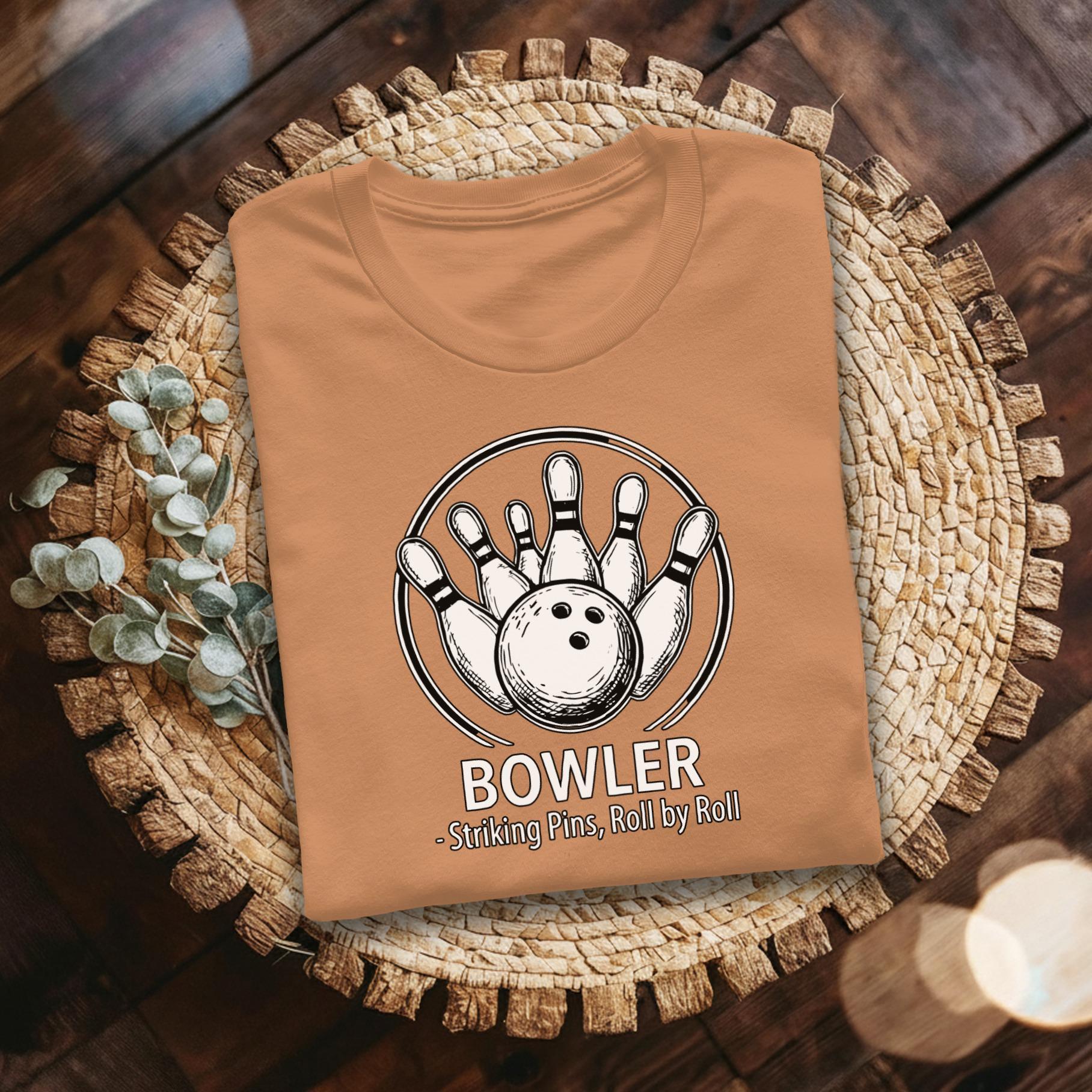 Bowler T-Shirt, Striking Pins Tee, Bowling Gift, Roll by Roll Shirt, Sporty T Shirt, Active Wear Tee, Graphic Print T-Shirt