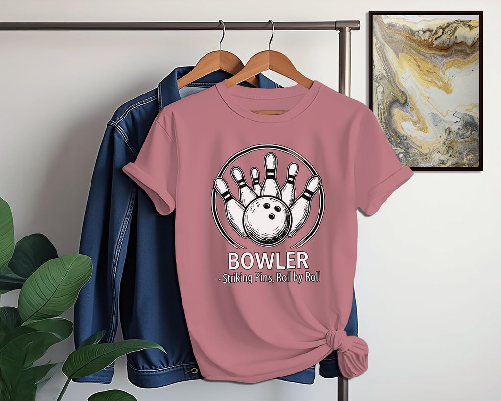 Bowler T-Shirt, Striking Pins Tee, Bowling Gift, Roll by Roll Shirt, Sporty T Shirt, Active Wear Tee, Graphic Print T-Shirt