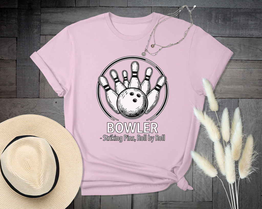 Bowler T-Shirt, Striking Pins Tee, Bowling Gift, Roll by Roll Shirt, Sporty T Shirt, Active Wear Tee, Graphic Print T-Shirt