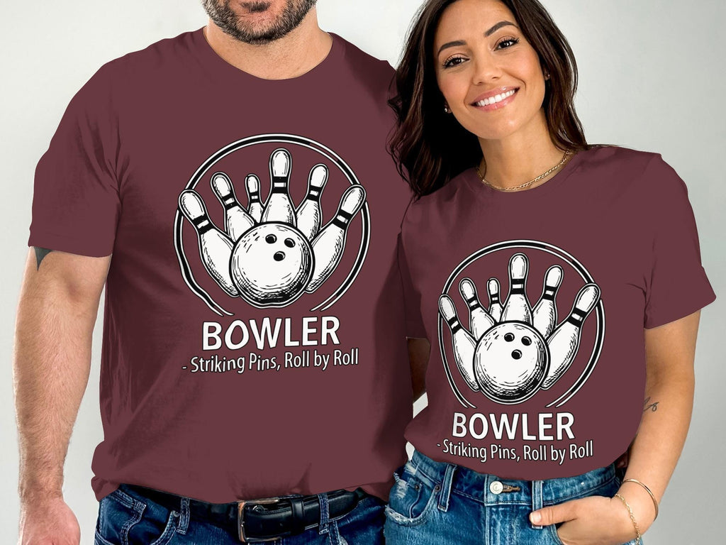 Bowler T-Shirt, Striking Pins Tee, Bowling Gift, Roll by Roll Shirt, Sporty T Shirt, Active Wear Tee, Graphic Print T-Shirt