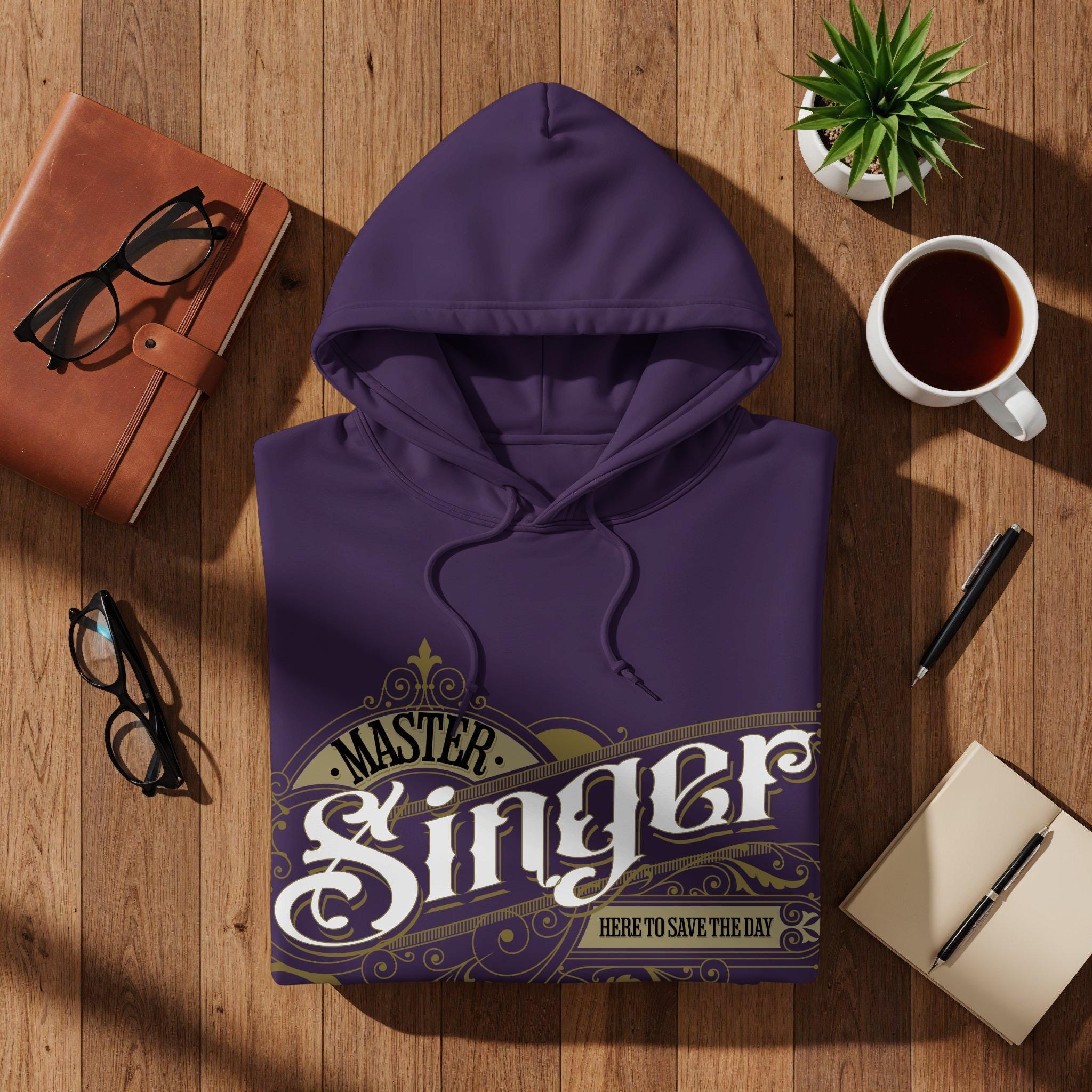 Master Singer Hoodie, Purple Hoodie, Music Lover Gift, Graphic Print Hoodie, Unisex Pullover, Casual Wear, Comfortable Fit, Gift Idea