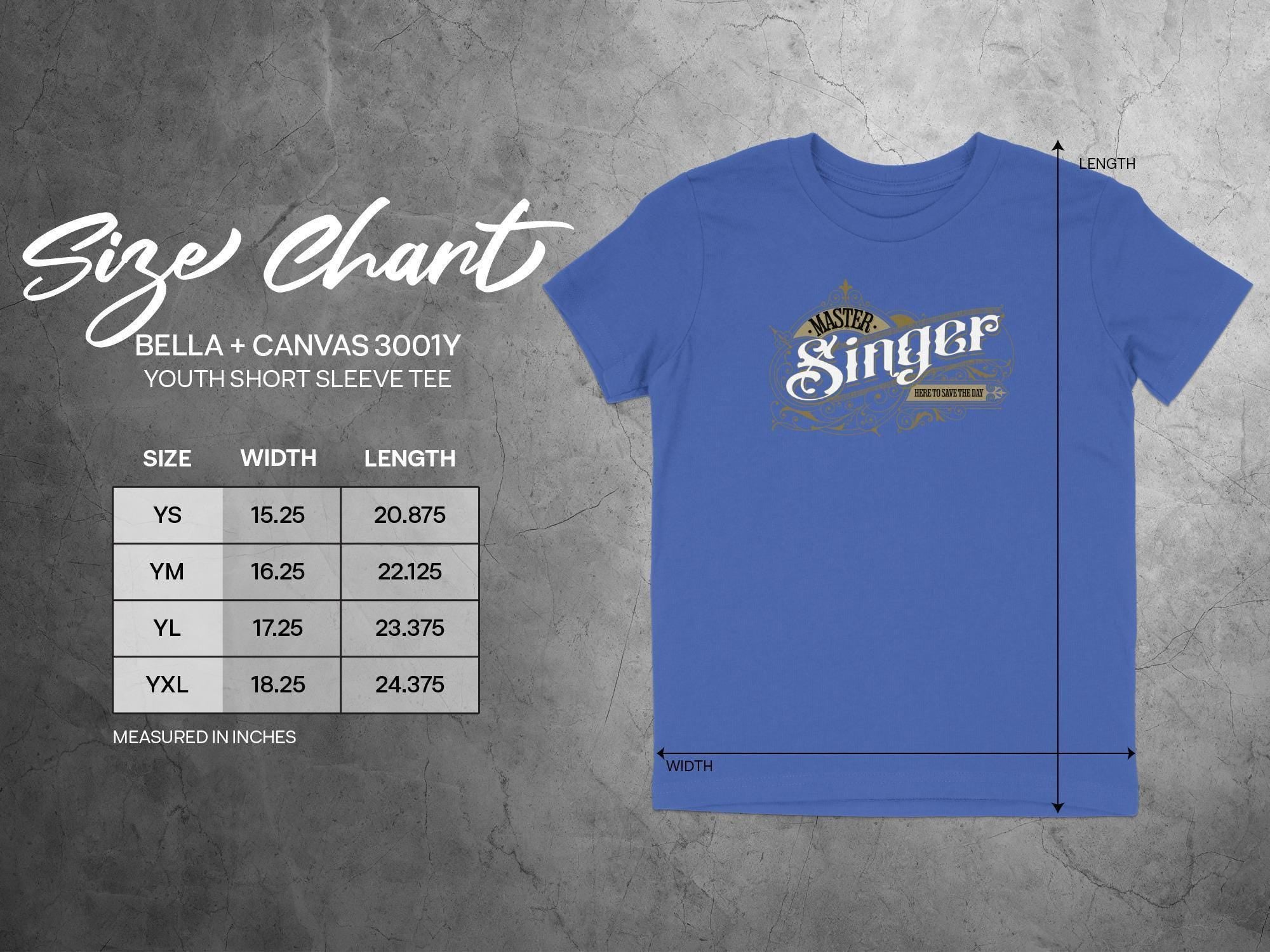 Youth Short Sleeve Tee, Master Singer T-Shirt, Bella Canvas 3001Y, Graphic Tee for Kids, Blue Shirt, Boys and Girls Apparel, Music Lover