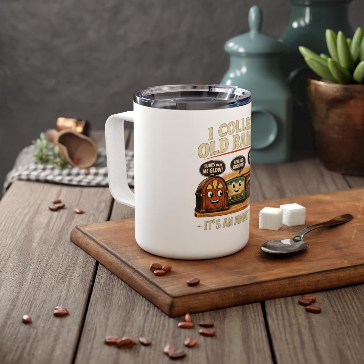 Vintage Radio Collector Mug, Retro Coffee Cup, Enthusiast Gift, Quirky Design, Fun Quote, Unique Present, Kitchen Decor, 11oz