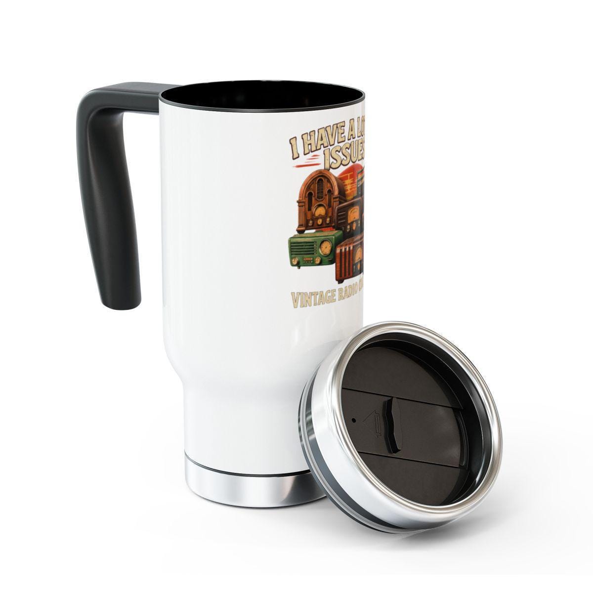 Vintage Radio Coffee Mug, Funny Radio Enthusiast Gift, I Have a Lot of Issues, Retro Radio Travel Mug, Unique Coffee Lover Gift