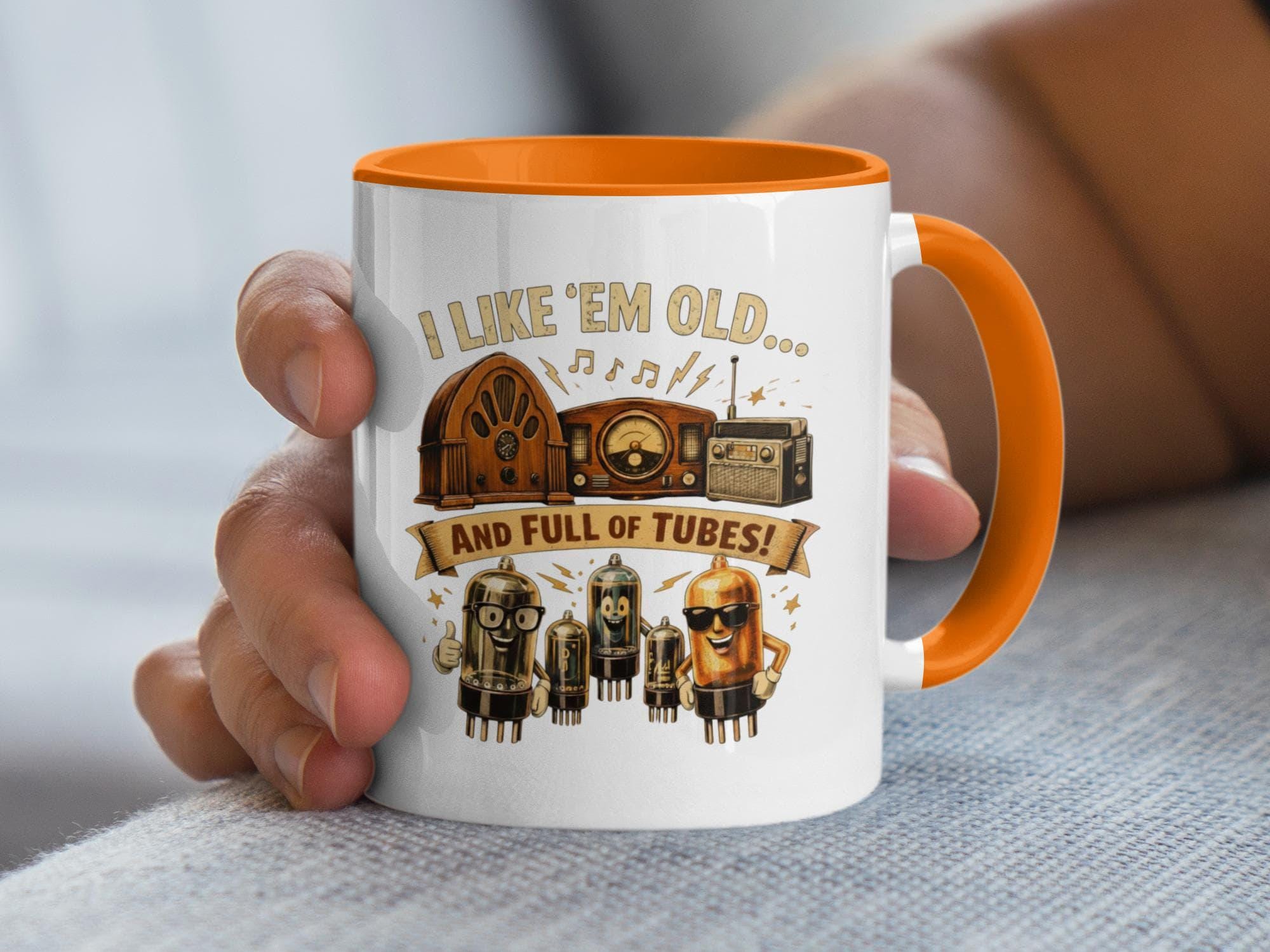 Funny Vintage Radio and Tube Mug, Retro Music Lover Gift, Classic Radio Enthusiast Cup, Unique Coffee Mug, Nostalgic Radio Art