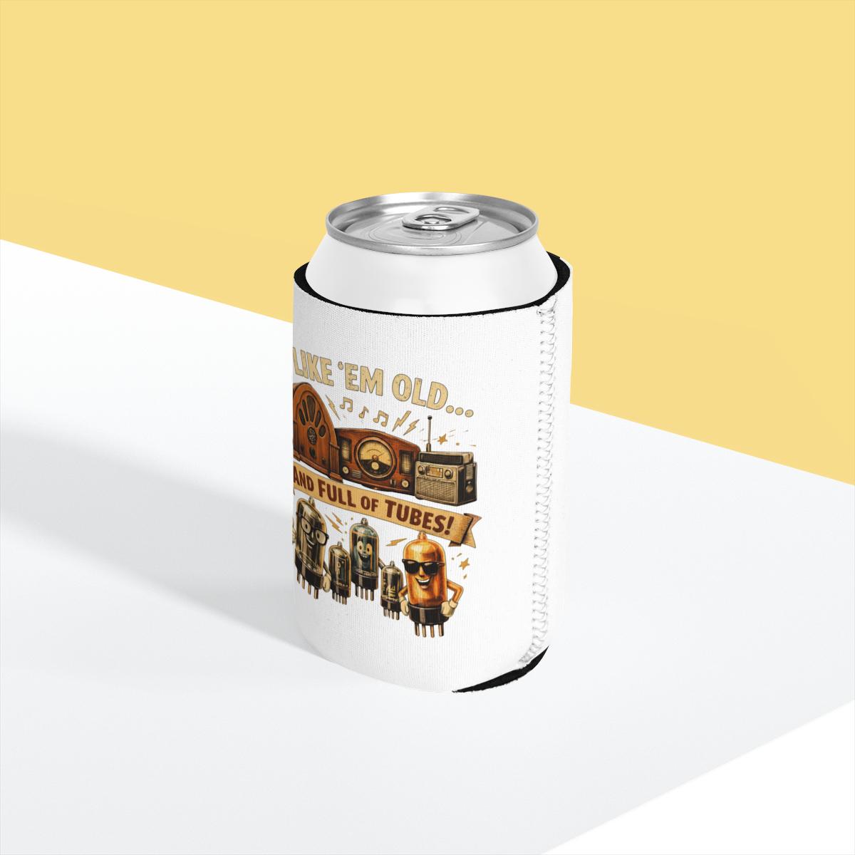 Retro Tube Radio Design Can Cooler, Vintage Style Drink Holder, Fun Quote Drink Sleeve, Unique Beverage Insulator