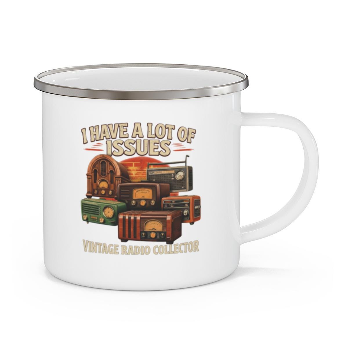 Vintage Radio Collector Mug, I Have a Lot of Issues Coffee Cup, Funny Retro Radio Enthusiast Gift, Unique Collectors Item
