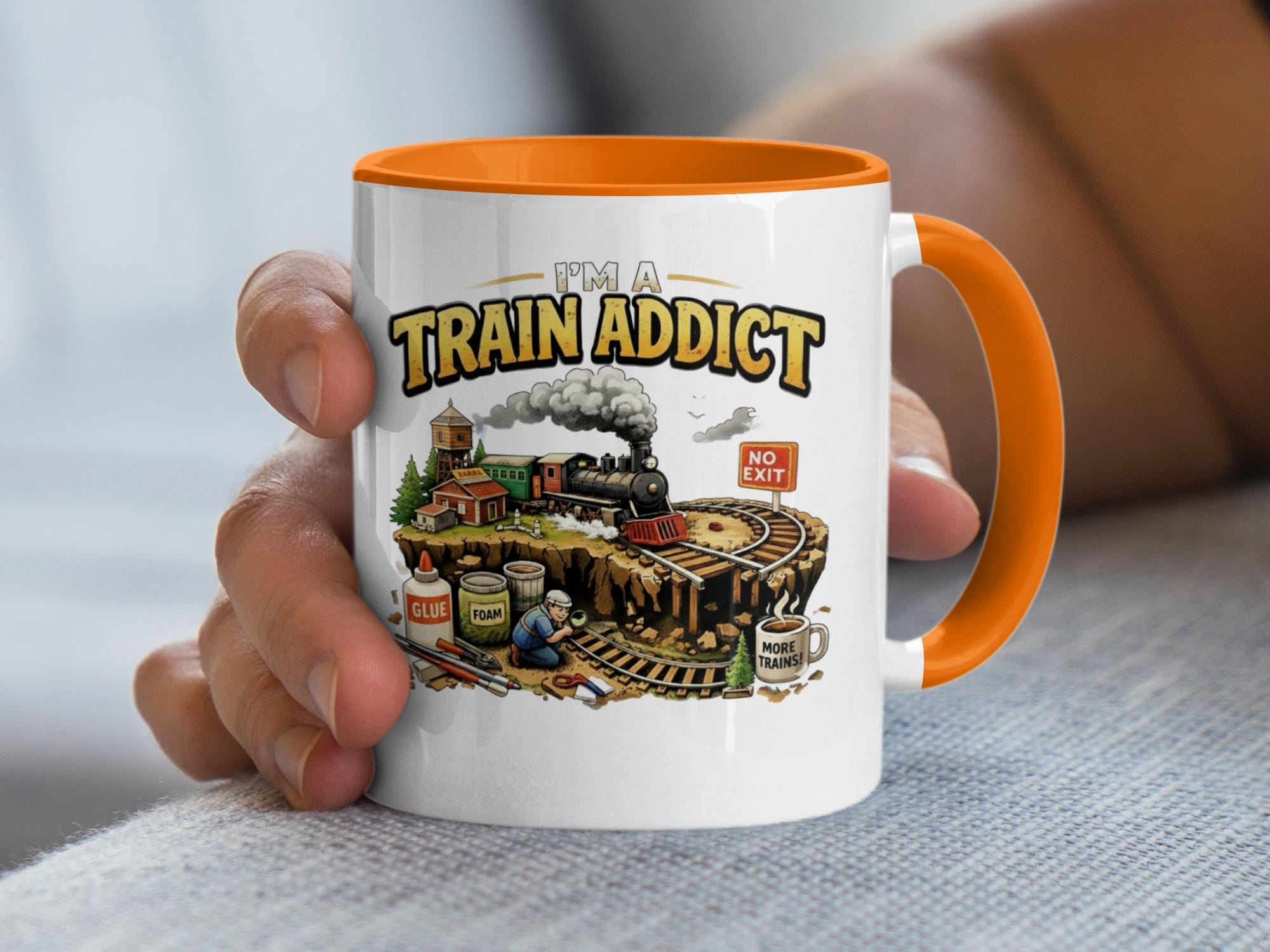 Train Addict Mug, Train Lover Gift, Coffee Cup for Train Enthusiasts, Locomotive Mug, Unique Train Collectible Gift for Him