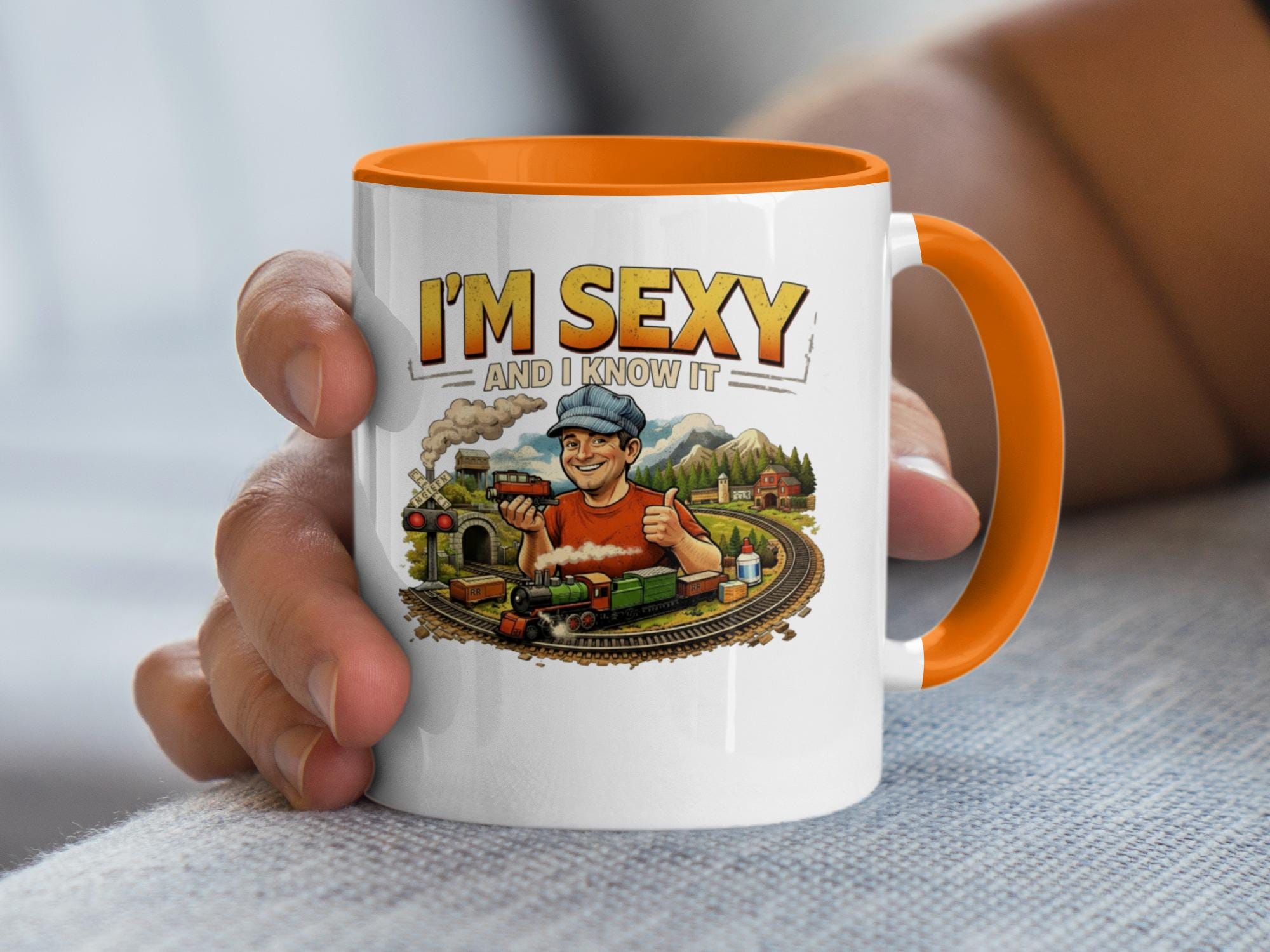 Funny Train Enthusiast Mug, I'm Sexy and I Know It Mug, Unique Coffee Mug for Train Lovers, Perfect Gift for Train Fans, Novelty Mug