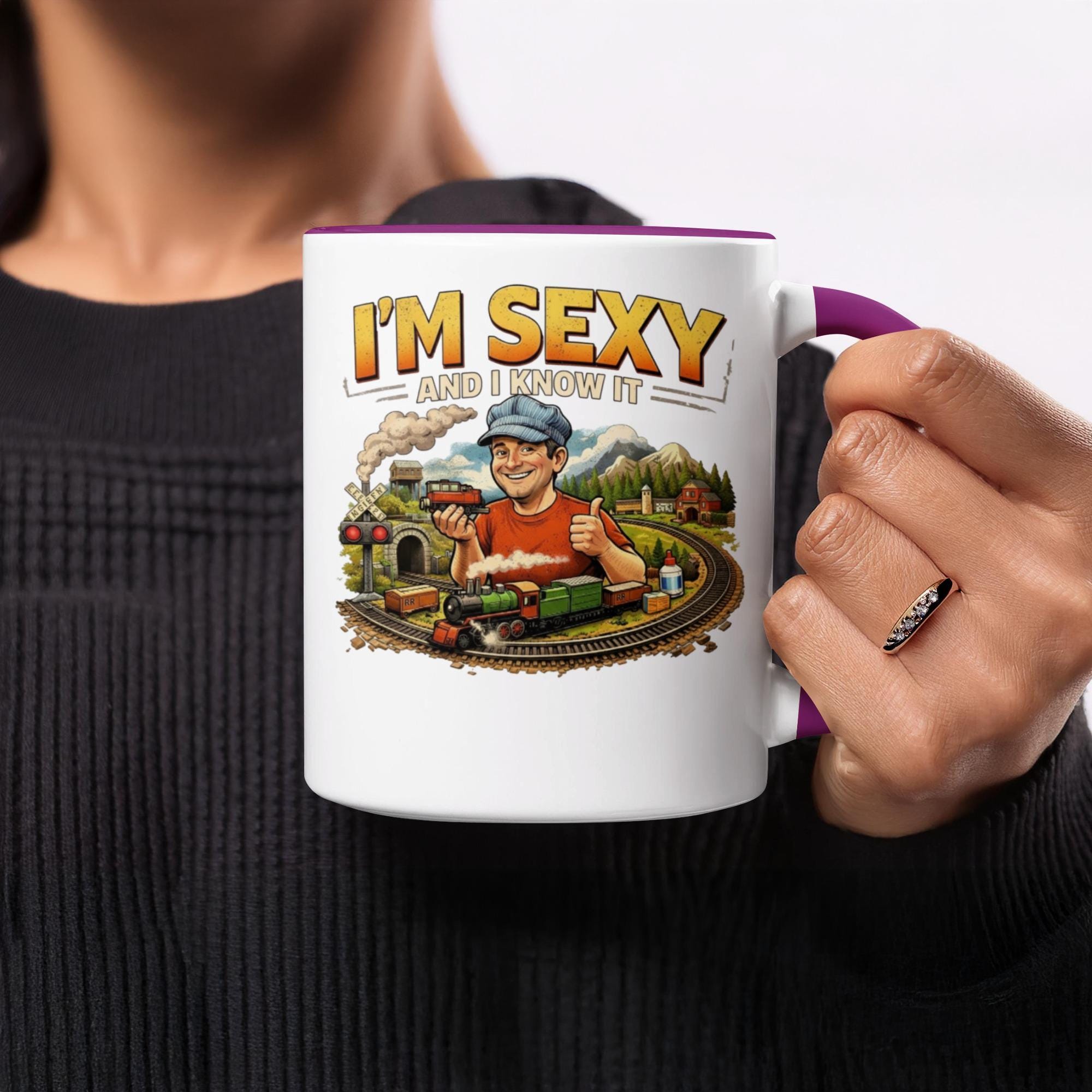 Funny Train Conductor Mug, I'm Sexy And I Know It Mug, Novelty Coffee Mug, Gift For Train Enthusiasts, Humorous Train Mug Gift Idea
