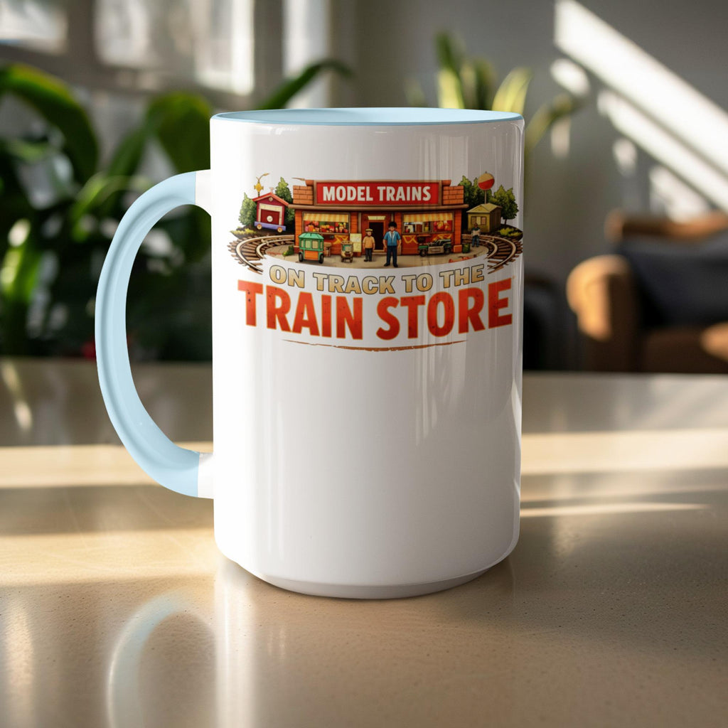 Model Trains Mug, On Track To The Train Store, Train Enthusiast Gift, Collectors Ceramic Cup, Train Hobbyist Drinkware