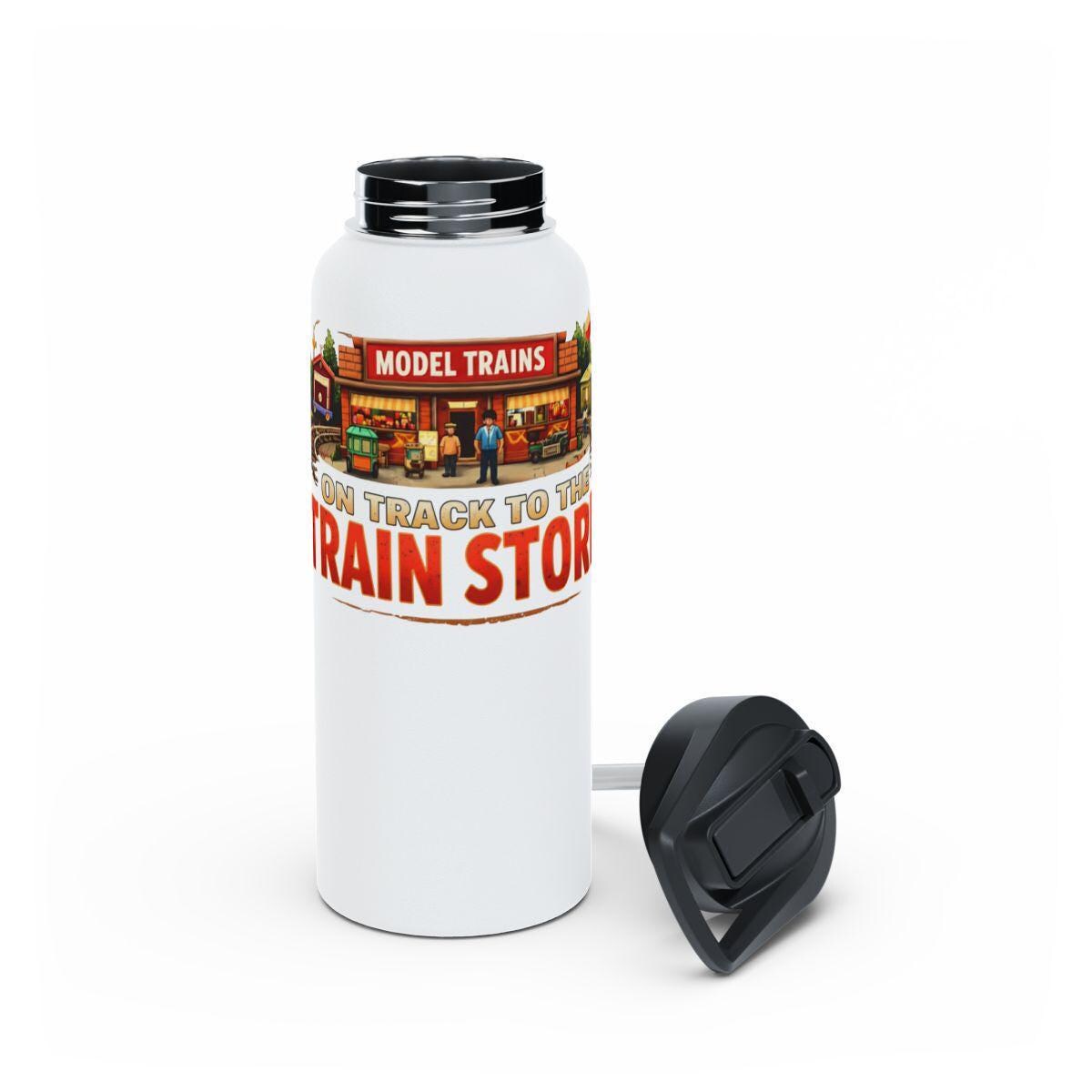 Model Trains Travel Mug, Train Store Design, Train Enthusiast Gift, Insulated Beverage Container, Train Lovers Accessories
