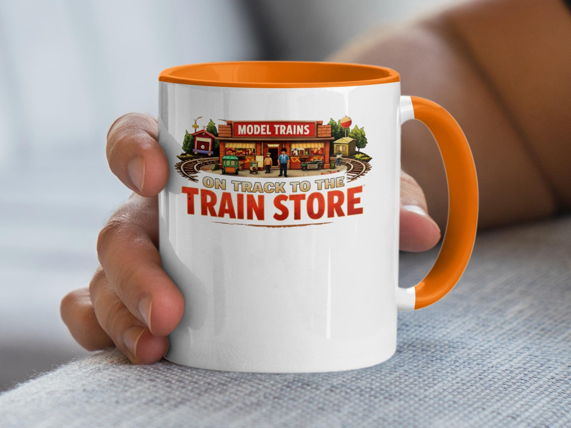 Model Trains Mug, On Track To The Train Store, Railroad Enthusiast Gift, Railway Collector Cup, Hobby Train Lover Coffee Mug