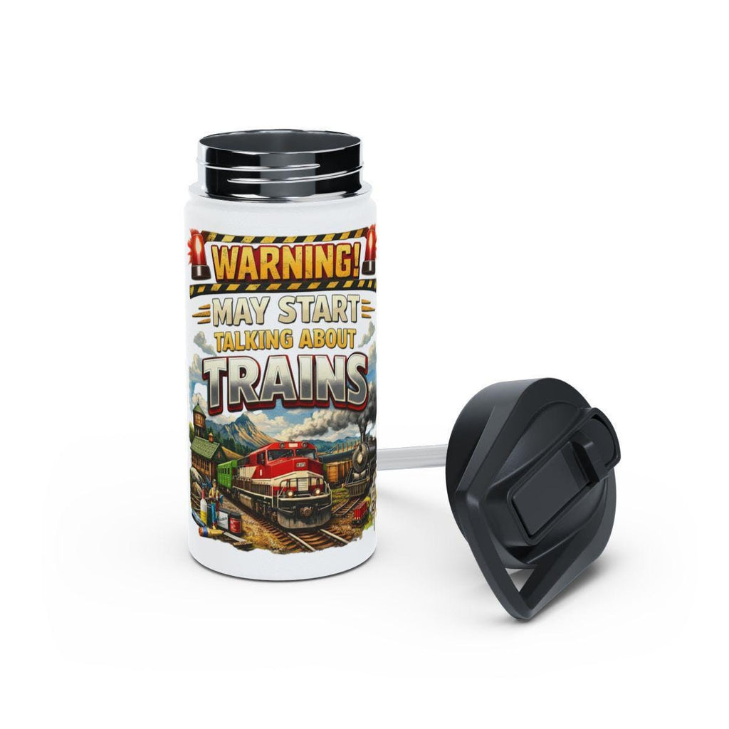 Warning May Start Talking About Trains Tumbler, Train Lover Travel Mug, Gift for Train Enthusiasts, Fun Train Themed Drinkware