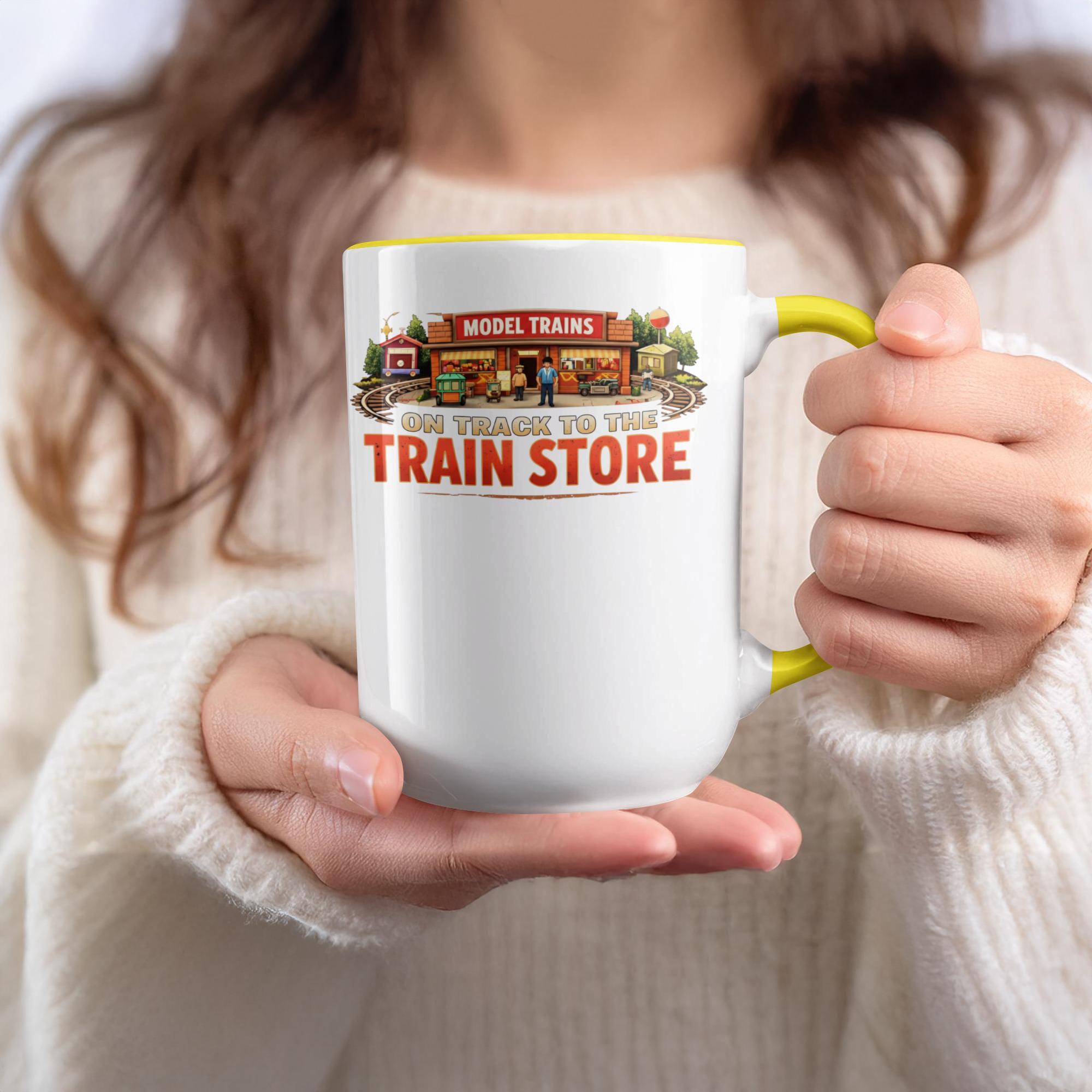 Model Trains Mug, On Track to The Train Store, Railroad Enthusiast Gift, Unique Train Hobby Mug, Train Lover Present