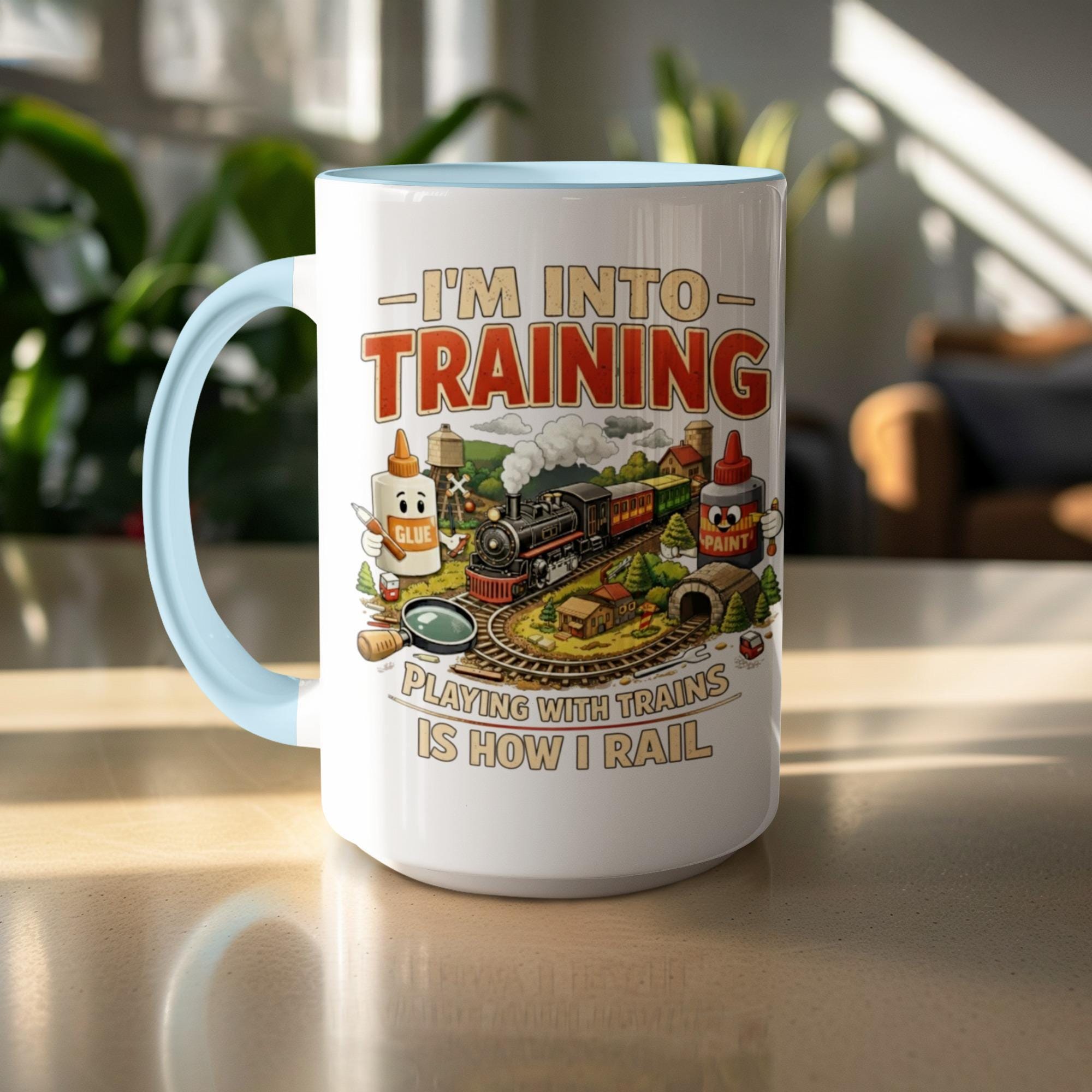 Funny Train Mug, I'm Into Training Coffee Mug, Playing With Trains Gift, Train Enthusiast Gift, Railroad Lover Mug