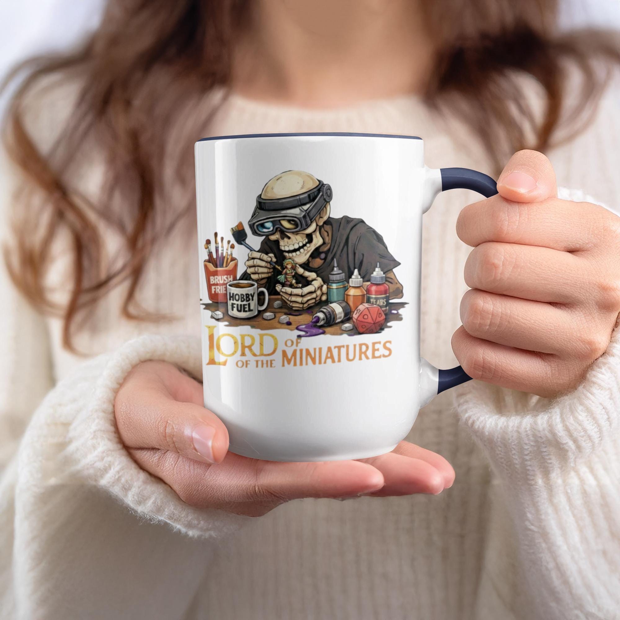 Funny Skeleton Miniature Figures Hobby Mug, Lord of the Miniatures Coffee Cup, Unique Gift for Tabletop Gamers, Geeky Office Decor