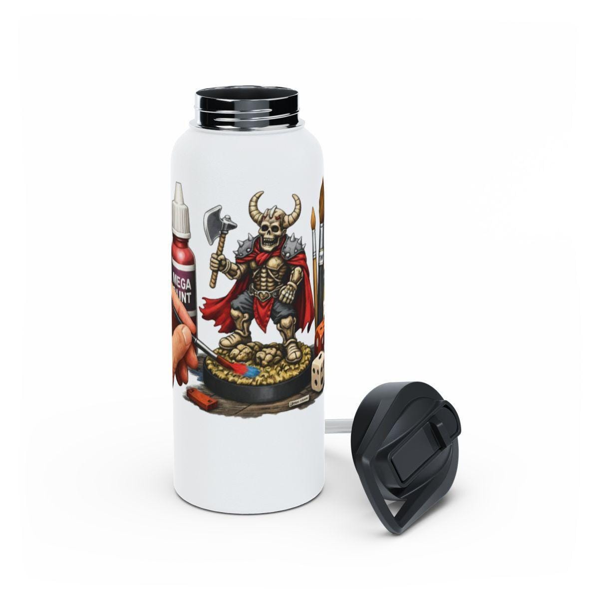 Fantasy Warrior Water Bottle, Stainless Steel Travel Mug, Dungeon Master Gift, Tabletop RPG Drinkware, Unique Gamer Accessory Cup