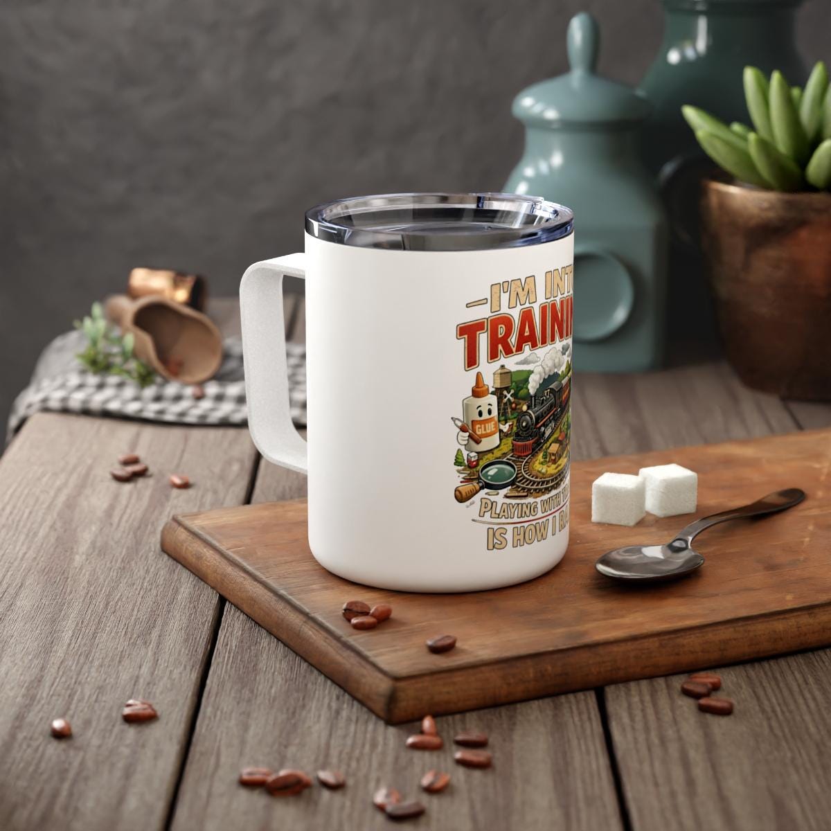 Funny Train Enthusiast Mug, I'm Into Trains Coffee Mug, Railway Hobbyist Gift, Unique Train Lover Cup, Model Train Collector Accessories