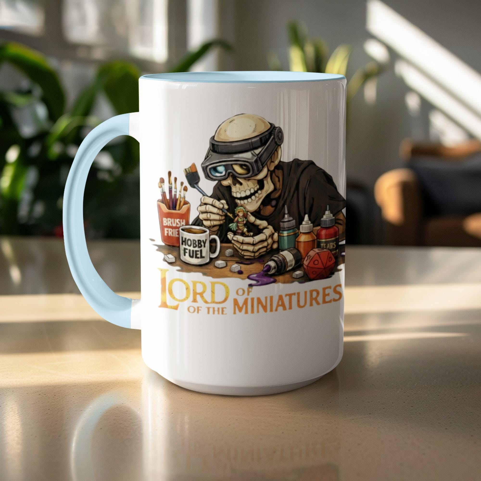 Hobbyist mug, skeleton painting miniatures, Lord of the Miniatures funny gift, unique gamer coffee cup, tabletop gaming lover