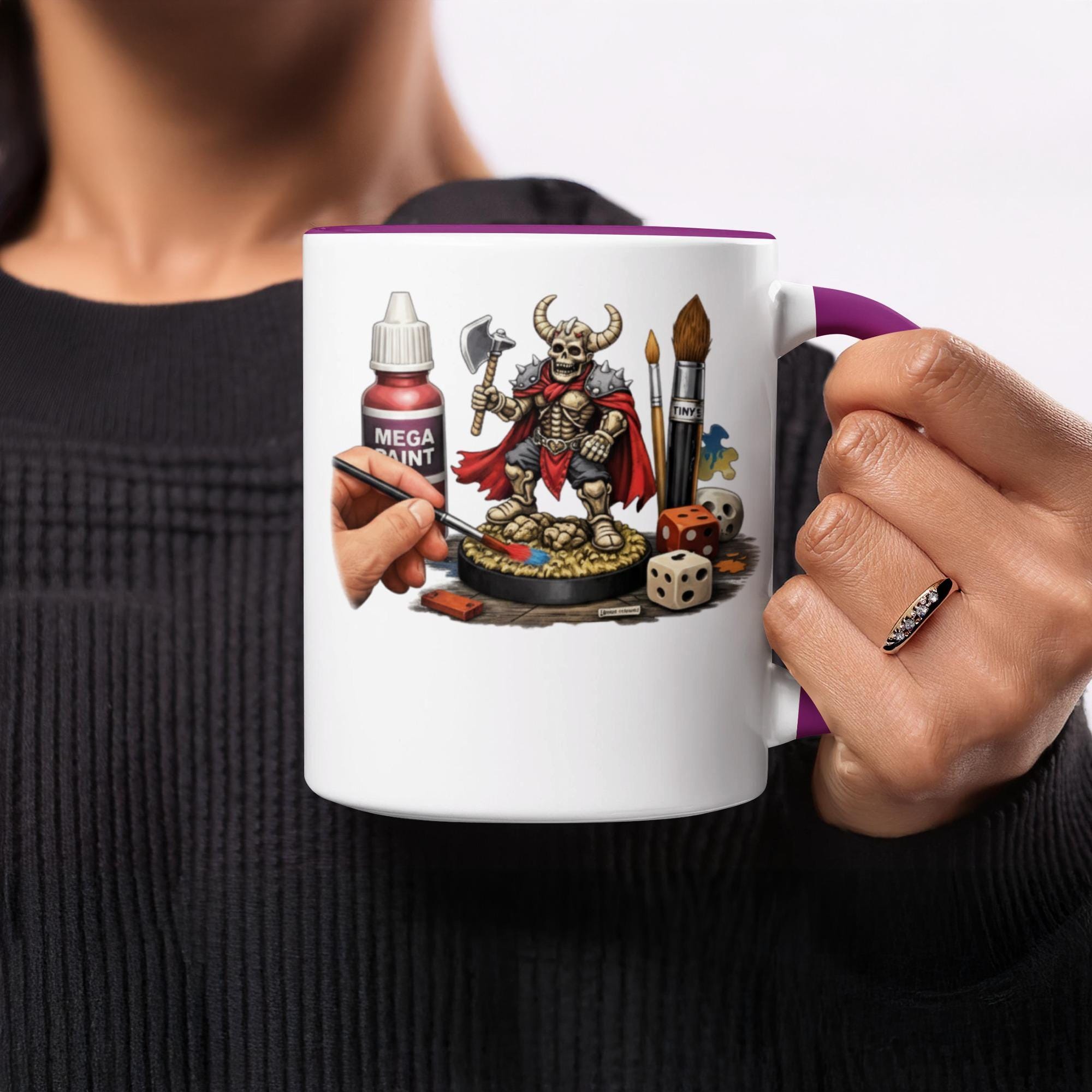 Fantasy Miniature Painting Mug, Tabletop Gamer Coffee Cup, Dungeon Master Gift, RPG Player Accessory, Geeky Dice Art, Nerdy Mug