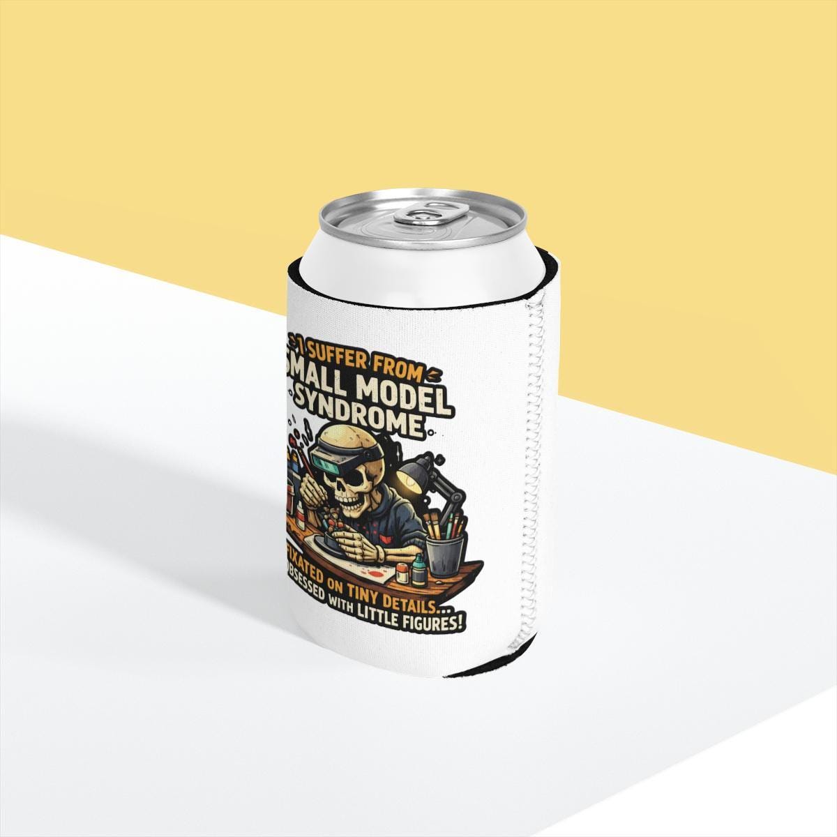 Small Model Syndrome Can Cooler, Funny Skeleton Drink Sleeve, Beer Can Insulator, Perfect Gift for Model Enthusiasts