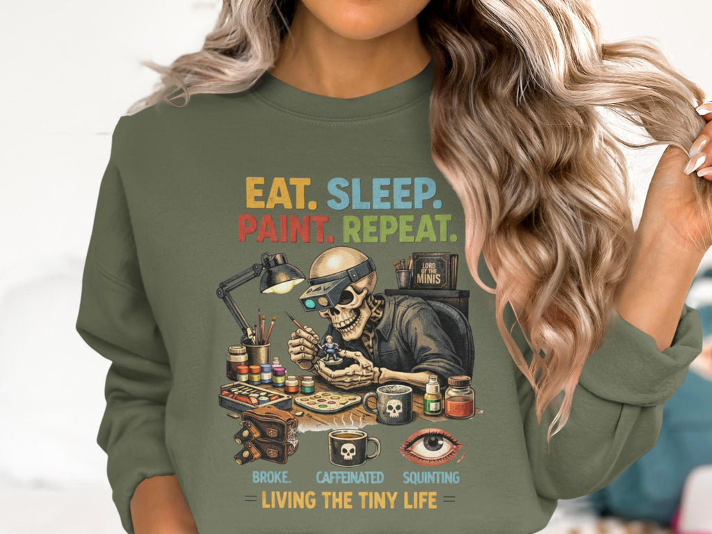 Eat Sleep Paint Repeat Shirt, Funny Artist Sweatshirt, Unique Graphic Pullover, Painter Gift, Living The Tiny Life Tee