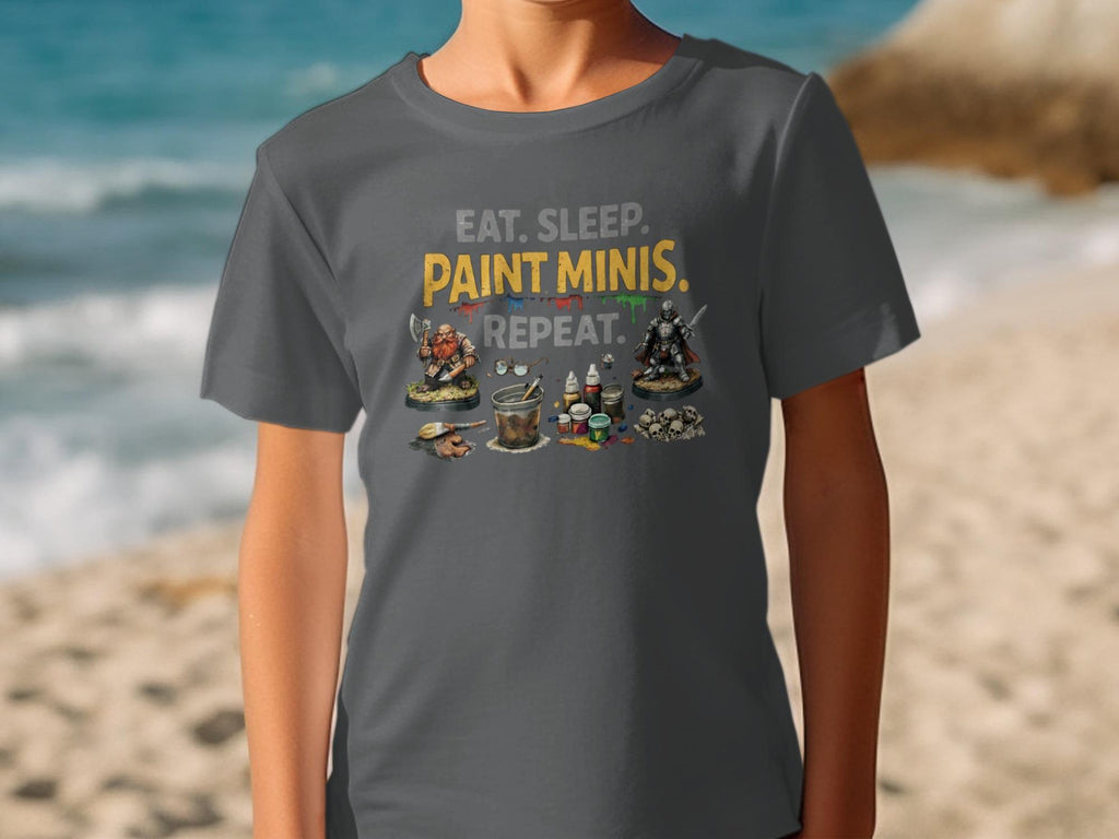 Eat Sleep Paint Minis Repeat Shirt, Miniature Painting Hobby Tee, Tabletop Gamer Gift, Mini Painter T-Shirt, Gamer Apparel