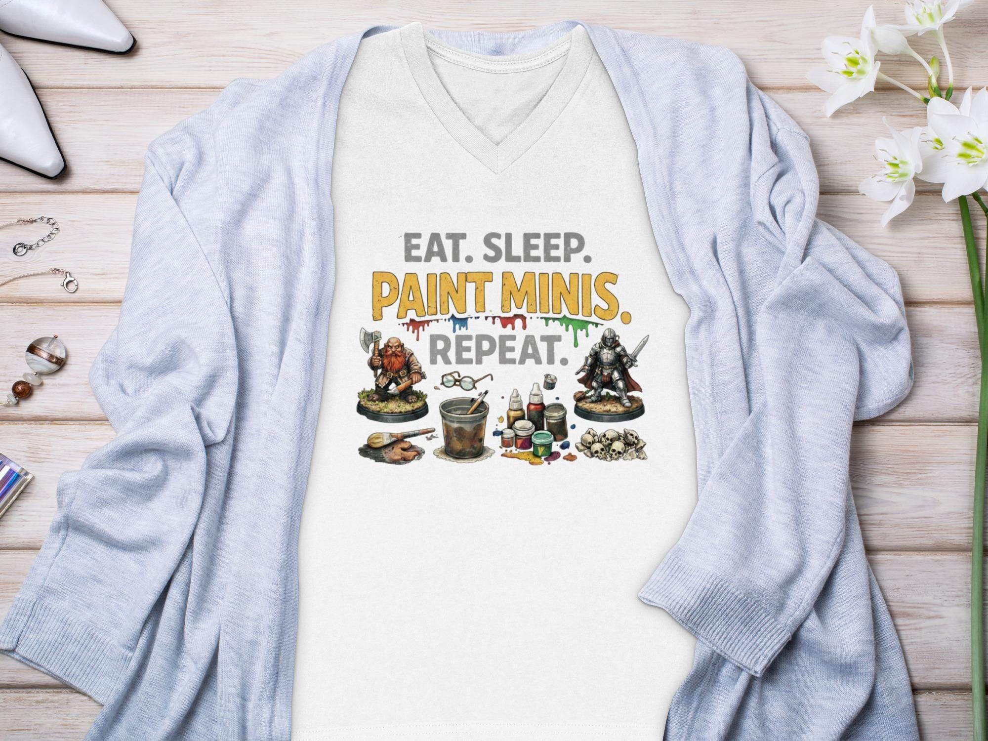 Eat Sleep Paint Minis Repeat Shirt, Miniature Painting Enthusiast Gift, Tabletop Hobby Tee, Miniature Artist Apparel