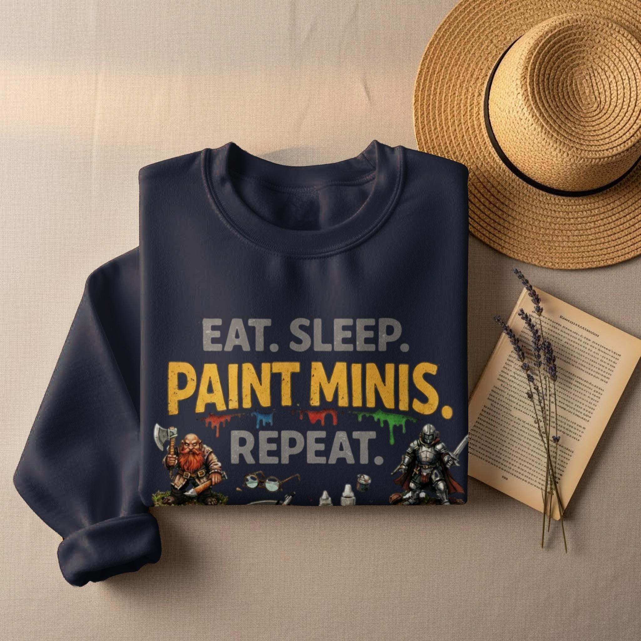 Eat Sleep Paint Minis Repeat Shirt, Miniature Painting Gift, Tabletop Gaming Apparel, Geeky Hobby Clothing, Artist Gamer Tee