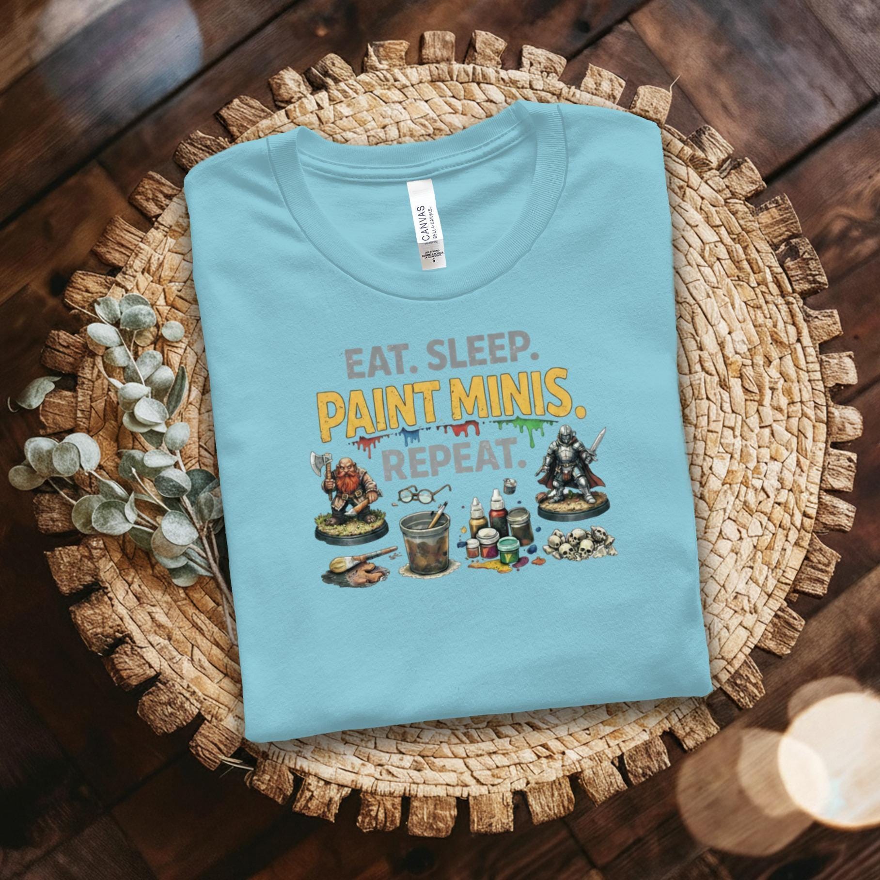 Eat Sleep Paint Minis Repeat T Shirt, Miniature Painting Shirt, Hobby Painter Gift Tee, Gamer Geek Apparel, Miniature Enthusiast Tee