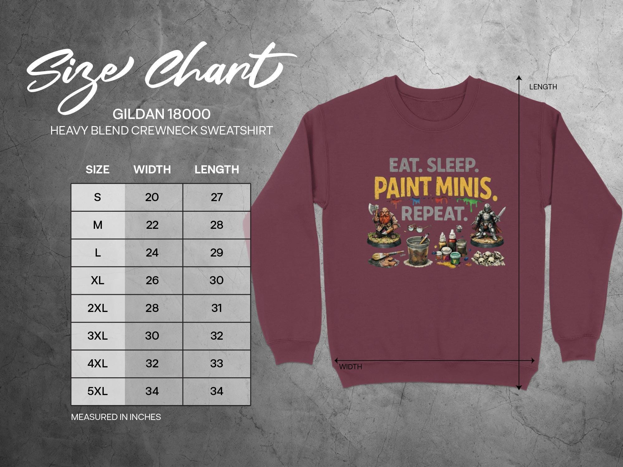 Eat Sleep Paint Minis Repeat Sweatshirt, Gamer Gift for Tabletop Enthusiast, Miniature Painter Crewneck, Hobbyist Apparel, Unisex Sizes