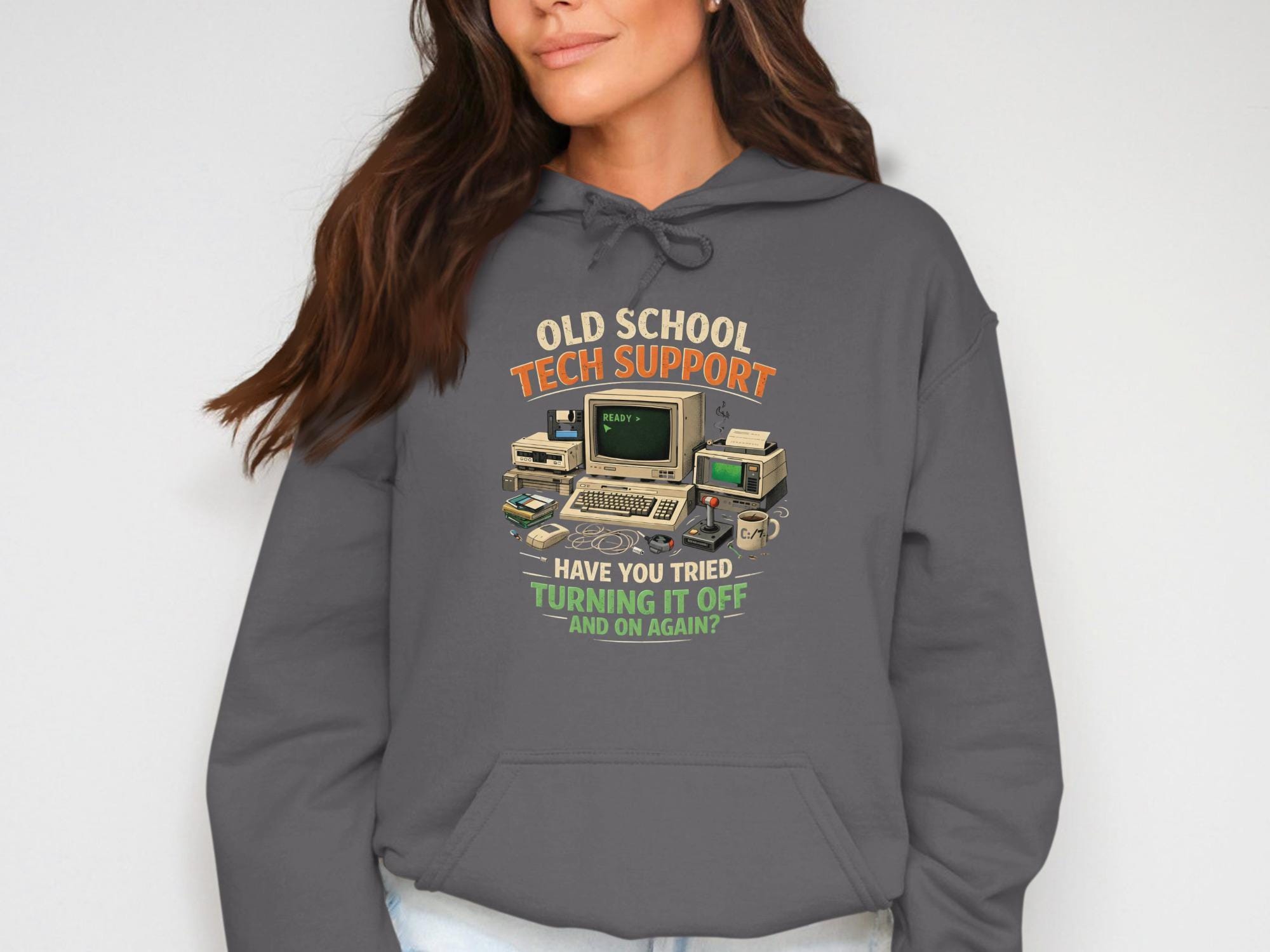 Old School Tech Support Hoodie, Funny Tech Support Sweatshirt, Have You Tried Turning It Off And On Again Hoodie, Vintage Tech Shirt