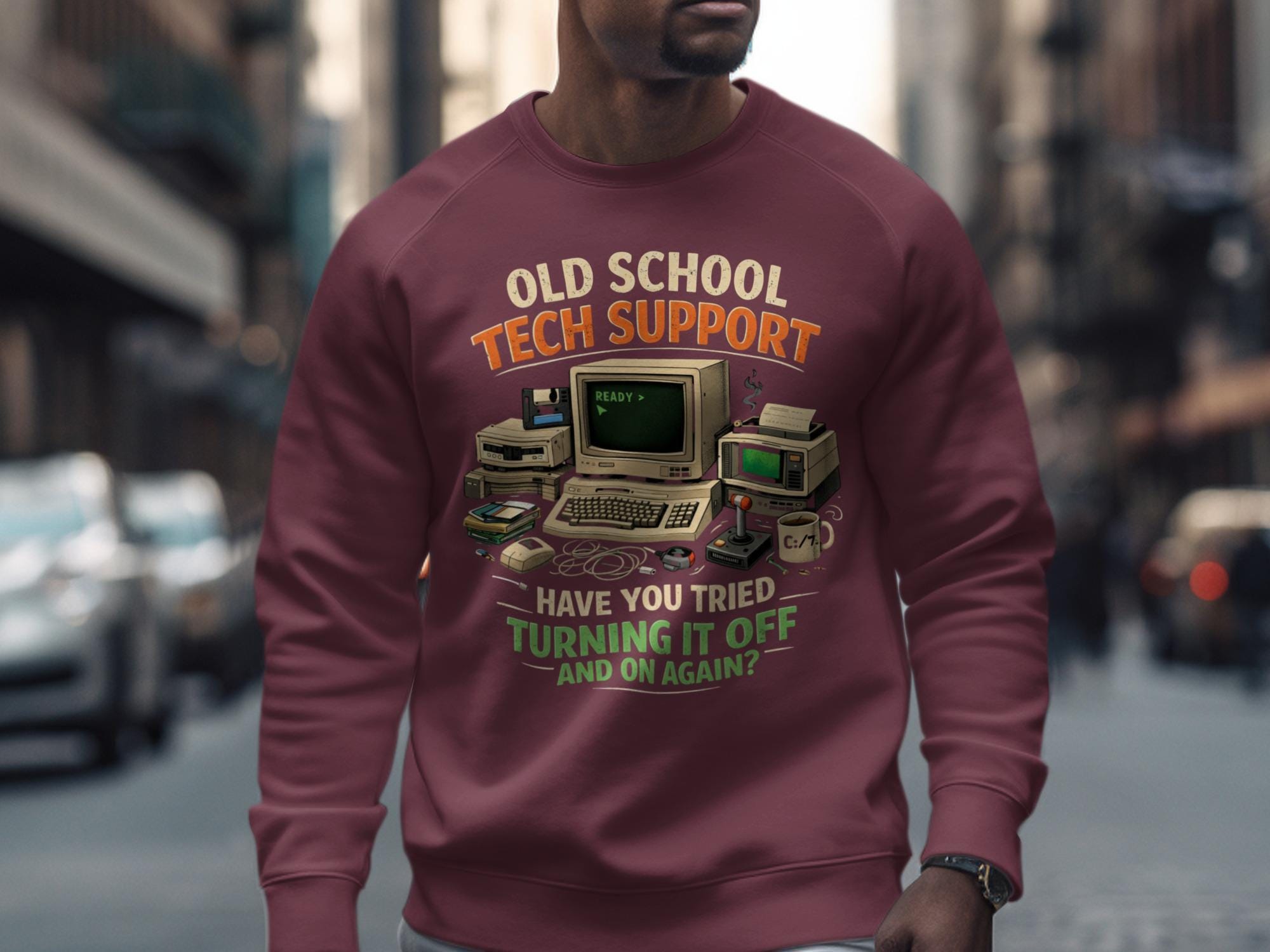 Old School Tech Support Shirt, Retro Computer Graphic Sweatshirt, Funny Techie Gift, Geek Humor Clothing, Gift for IT Professionals