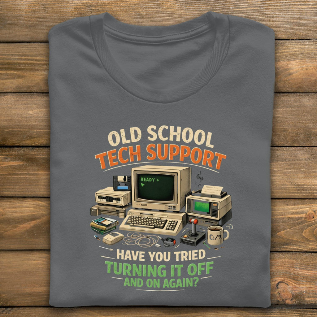 Old School Tech Support TShirt, Funny Geek Tee, Retro Computer Shirt, Vintage Technology Humor, IT Crowd Gift, Nerdy Graphic Tshirt