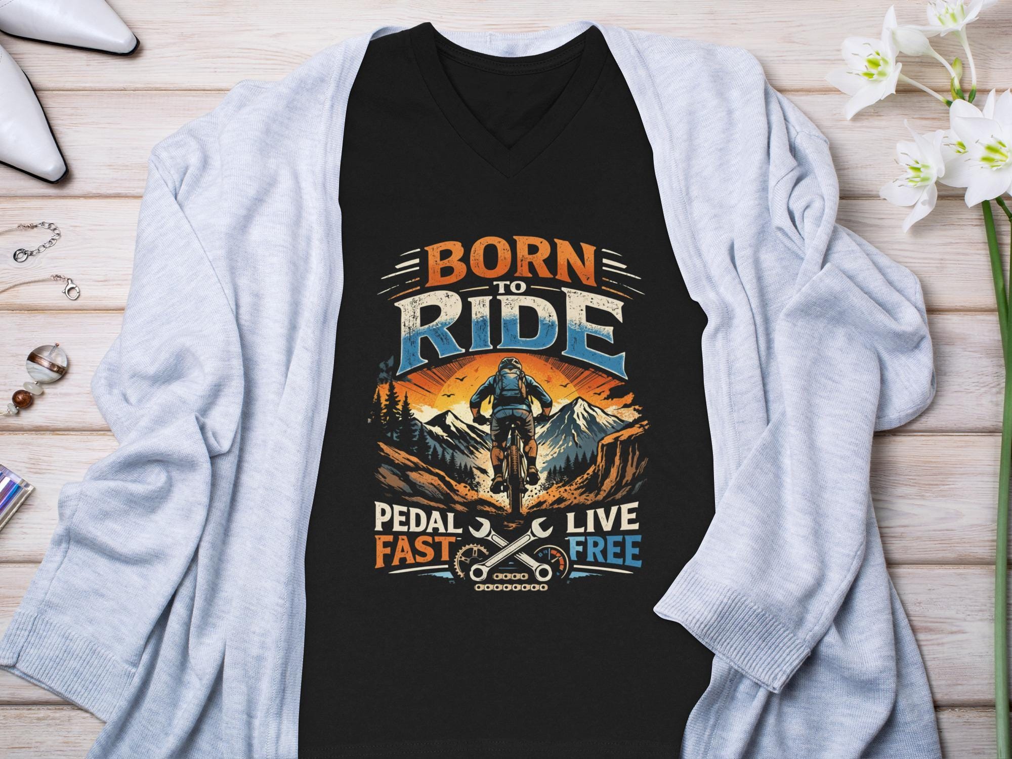 Born to Ride Biking Shirt, Pedal Fast Live Free T-Shirt, Mountain Bike Rider Tee, Adventure Cycling Apparel, Gift for Cyclists