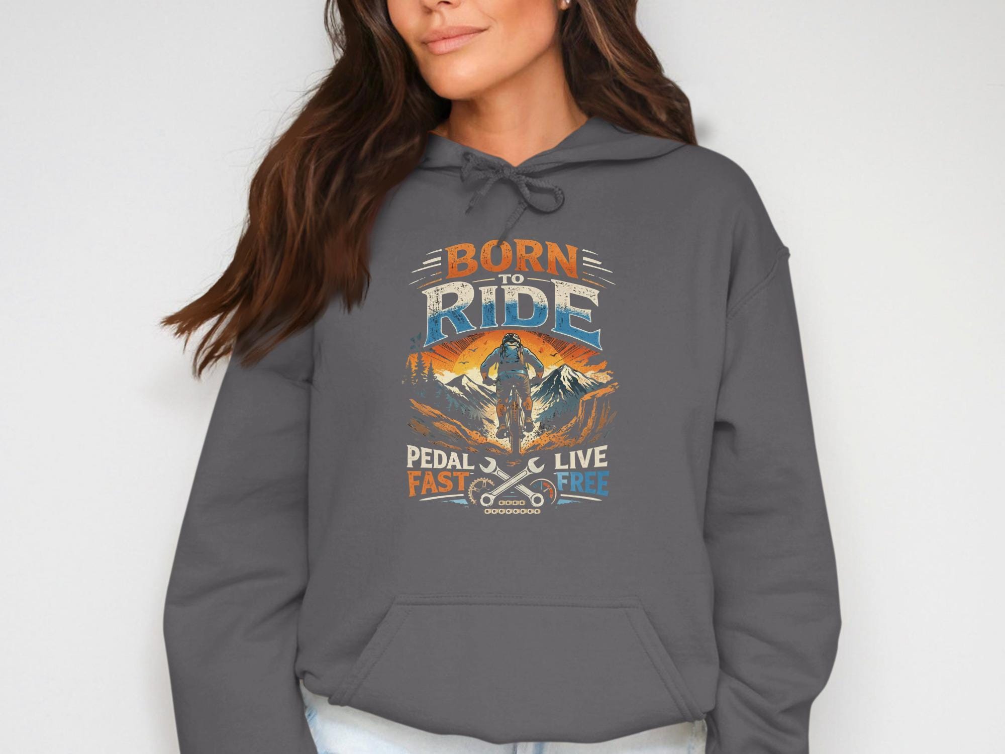 Born to Ride Hoodie, Pedal Fast Live Free Sweatshirt, Cycling Adventure Pullover, Outdoor Bike Gear, Biker Gift, Cozy Unisex Hoodie