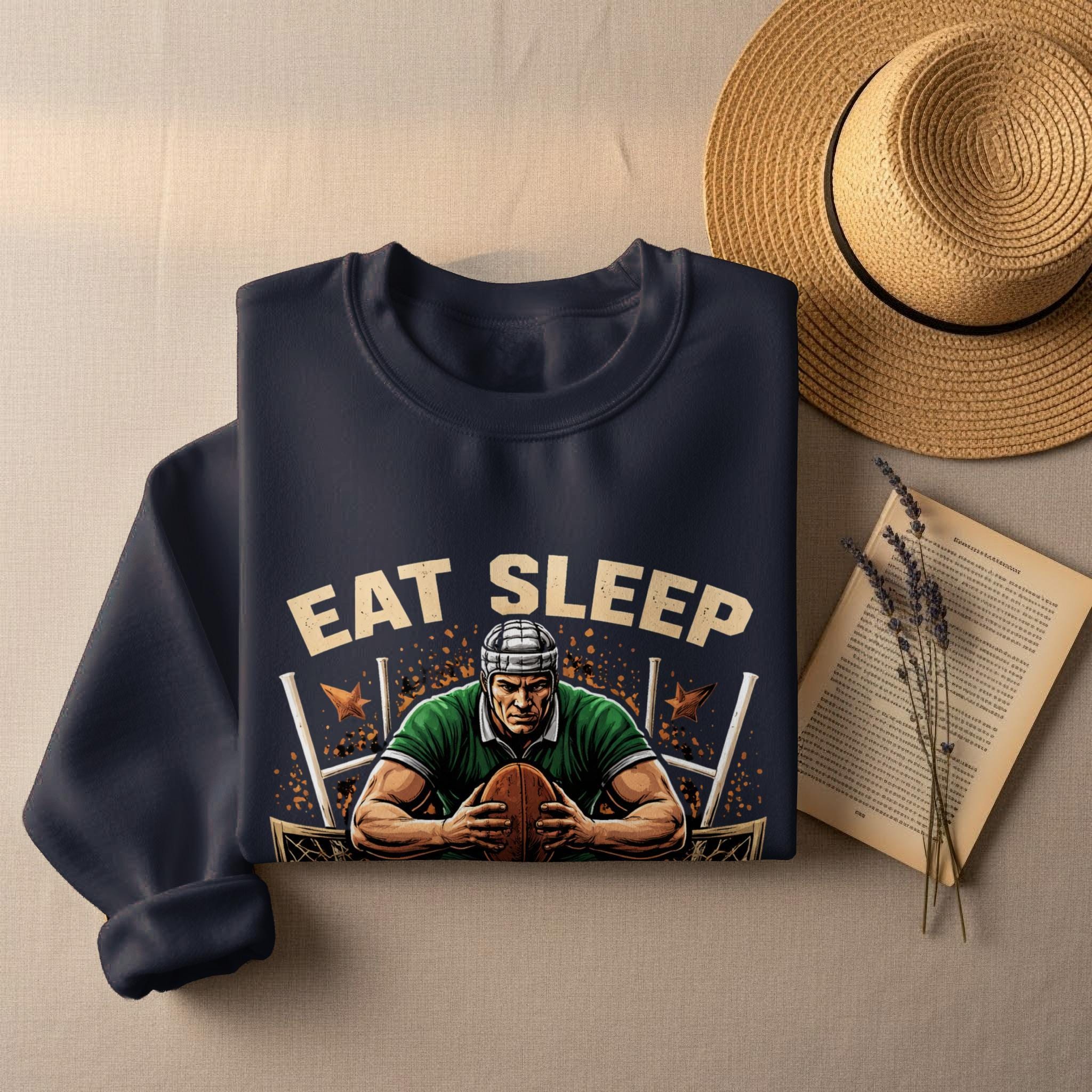 Eat Sleep Rugby Sweatshirt, Rugby Player Shirt, Gift For Rugby Fans, Rugby Lover Sweater, Cozy Rugby Apparel