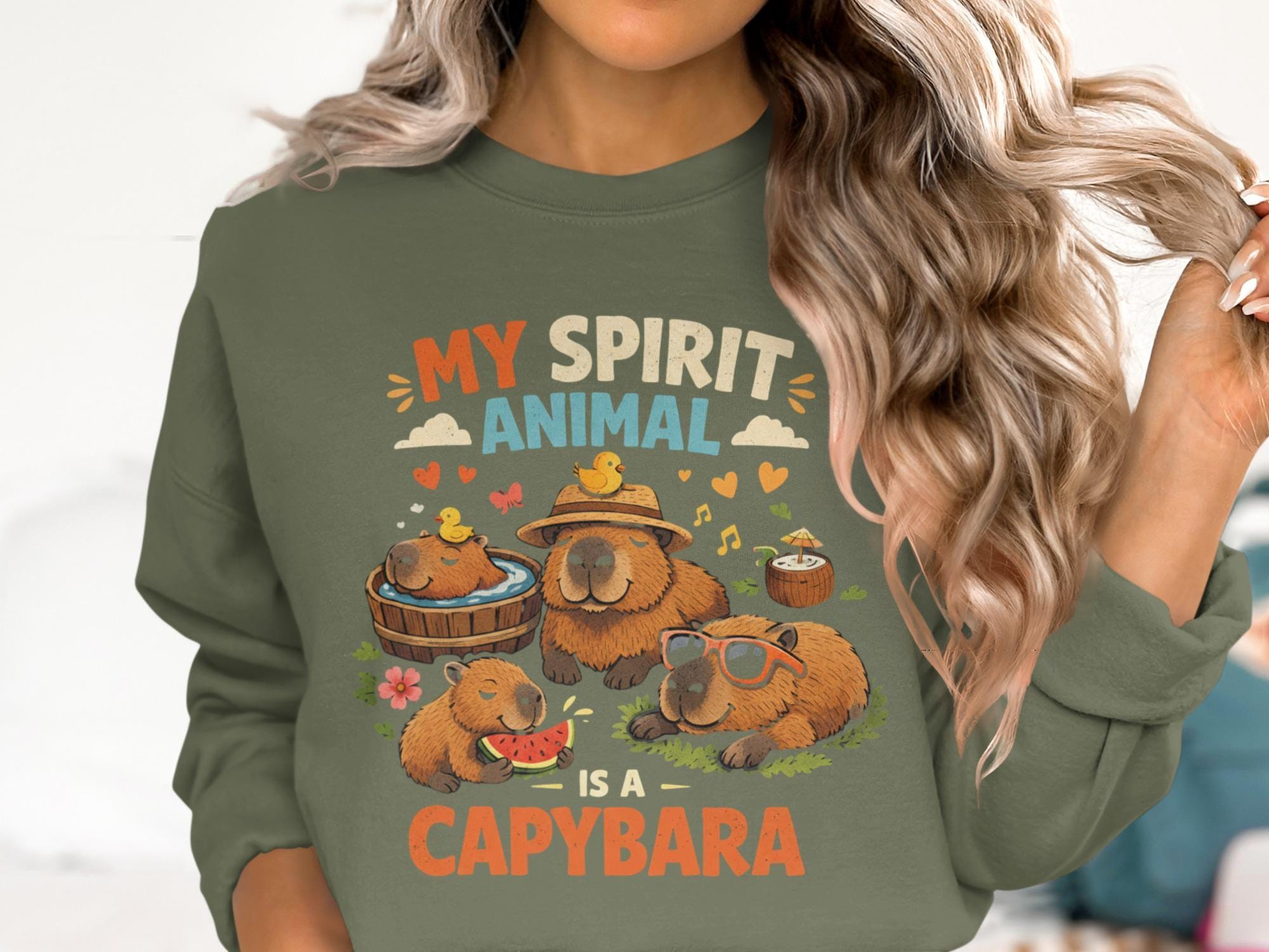 My Spirit Animal Is A Capybara Sweatshirt, Cute Capybara Animal Lover Gift, Funny Capybara Shirt, Cozy Capybara Pullover