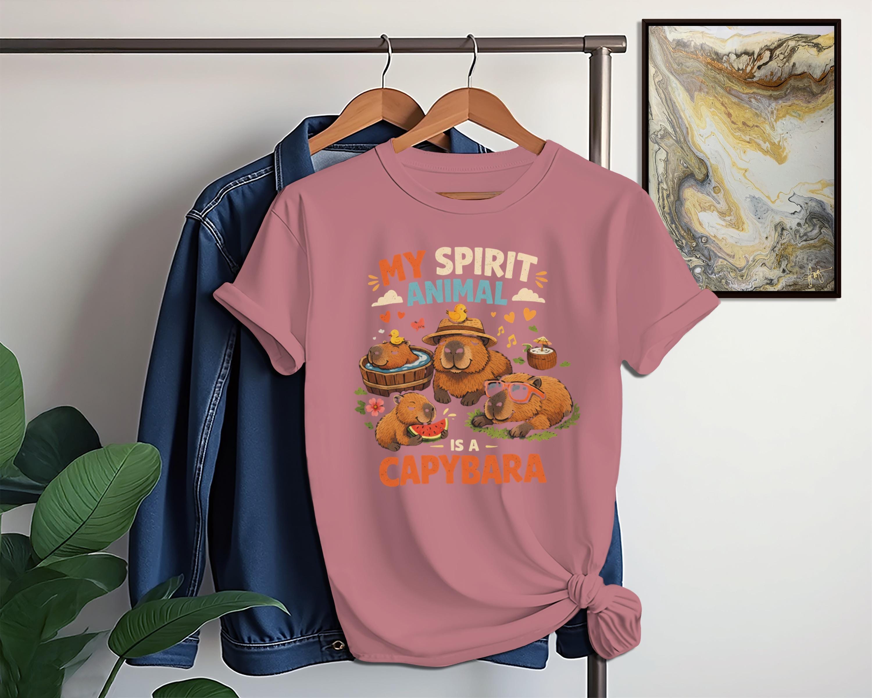Capybara Spirit Animal Shirt, Cute Capybara Animal Lover Gift Tee, Funny Capybara Graphic T-Shirt, Casual Capybara Top