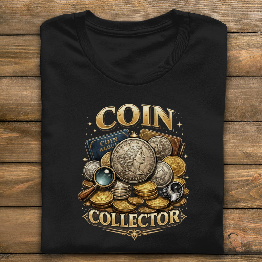 Coin Collector Shirt, Numismatist Gift, Coin Enthusiast Apparel, Vintage Coin Collection Graphic Tee, Hobbyist Present, Unisex T-Shirt
