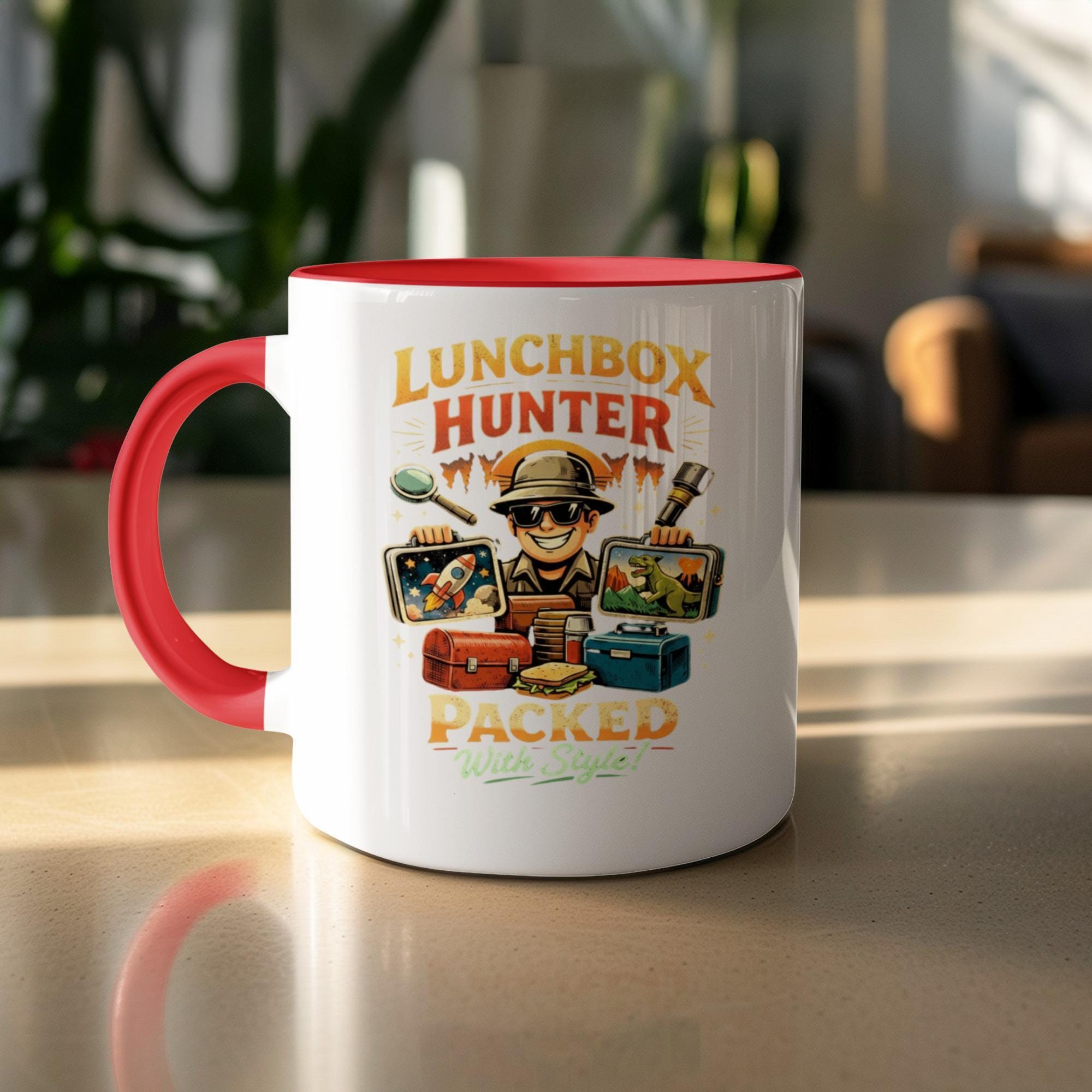 Lunchbox Hunter Mug, Funny Coffee Mug, Adventure Lover Gift, Unique Travel Mug, Camping Enthusiast Present, Cool Novelty Cup